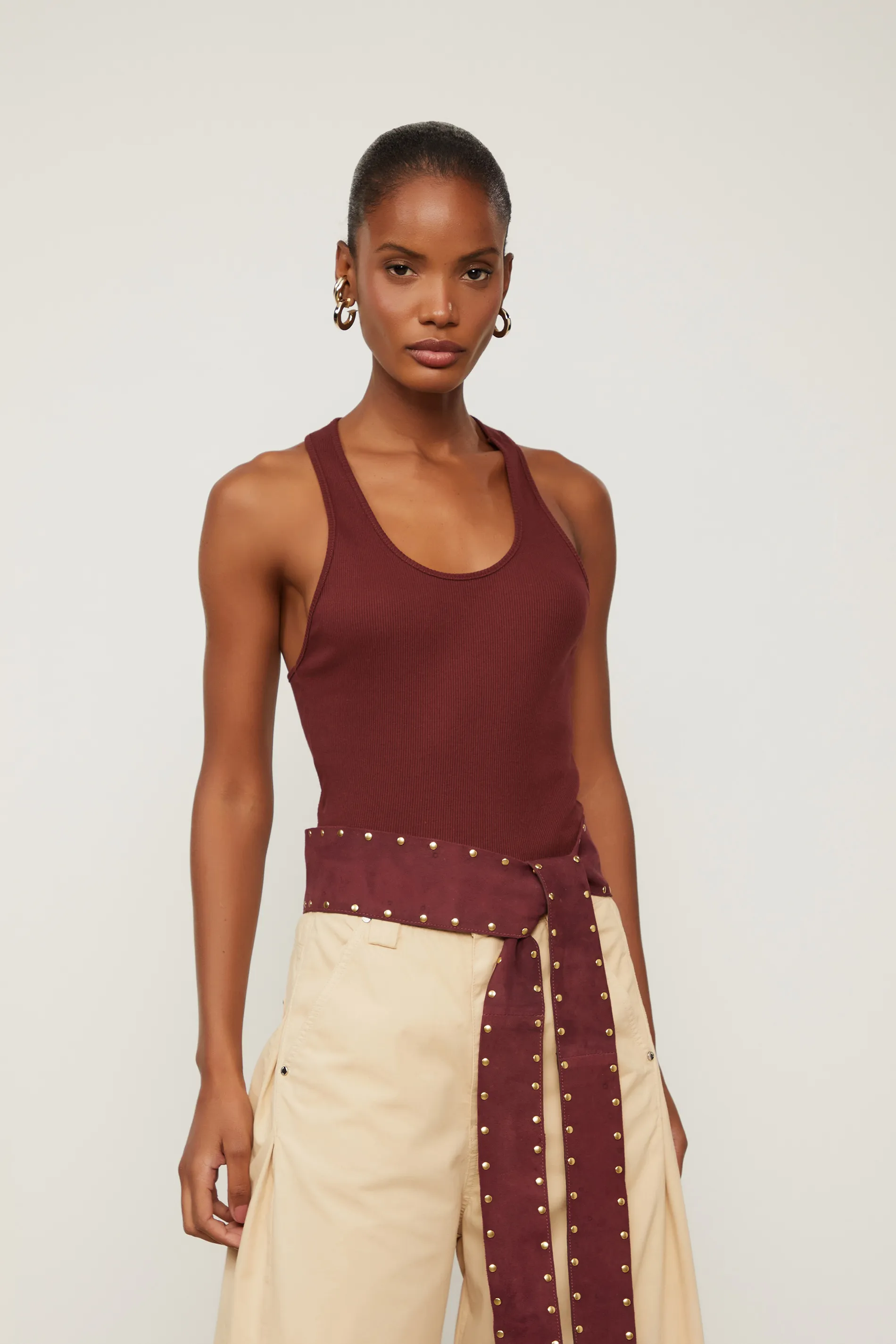 Regata Nadador De Malha Ribana Marrom Rum