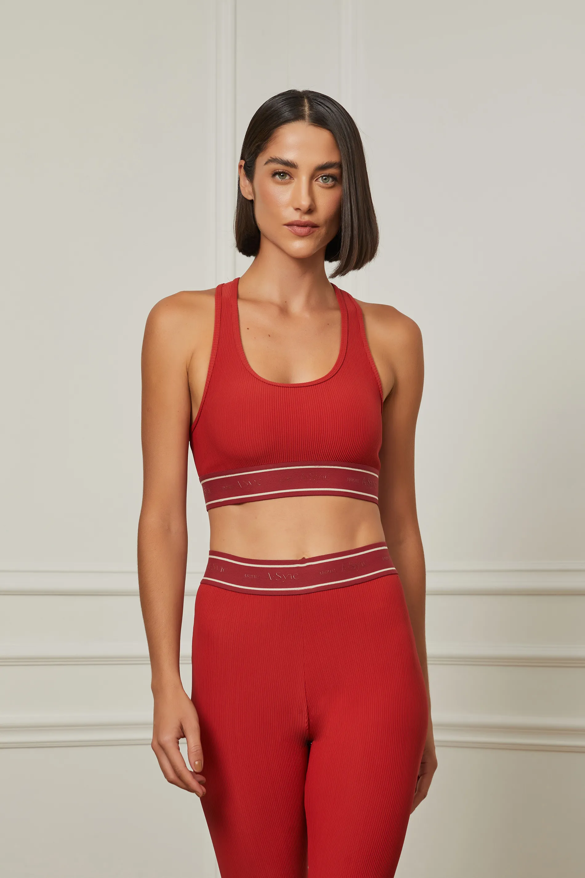 Top Elastic Textura Vermelho Terroso