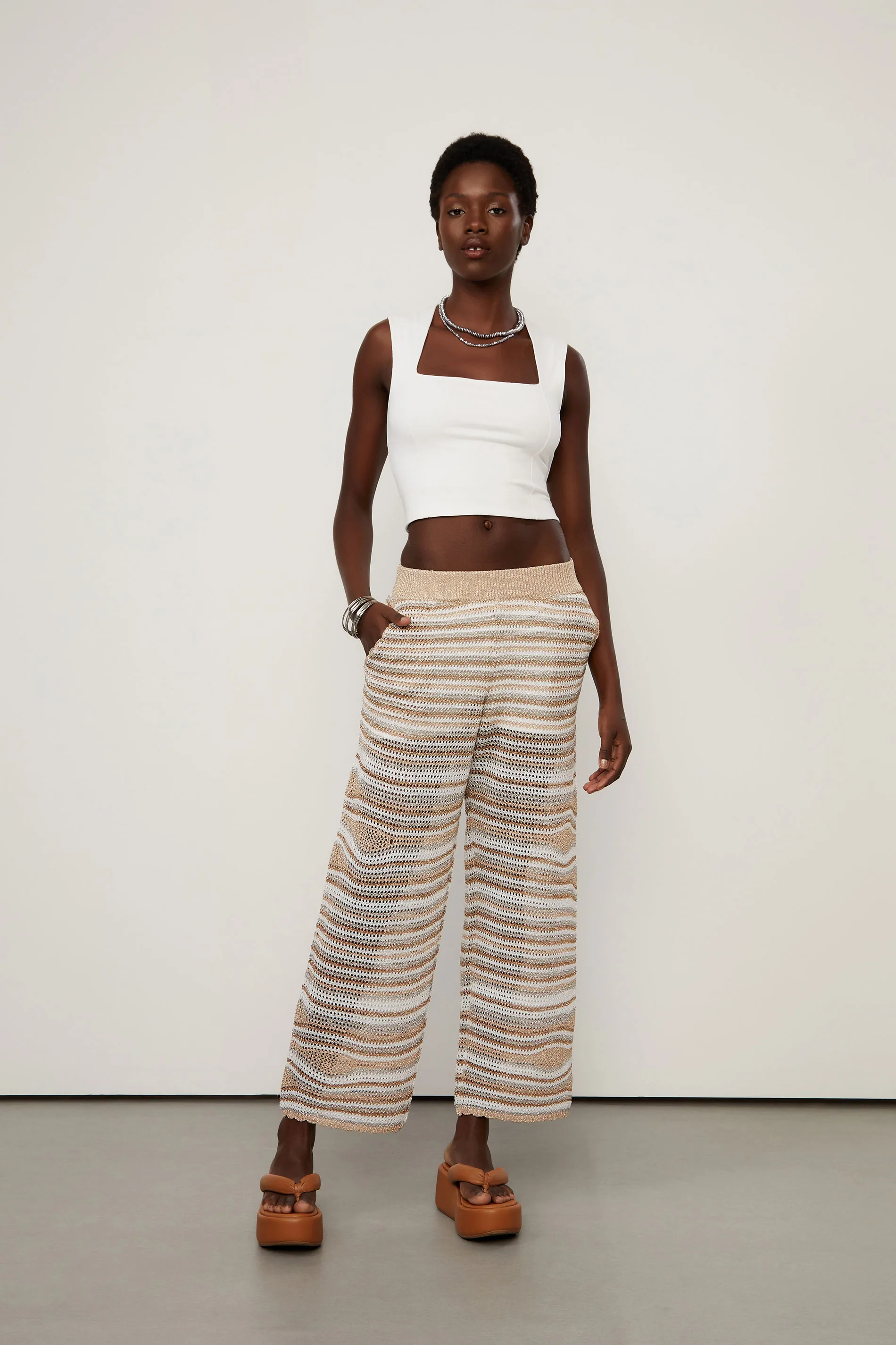 Calça De Tricot Ondas