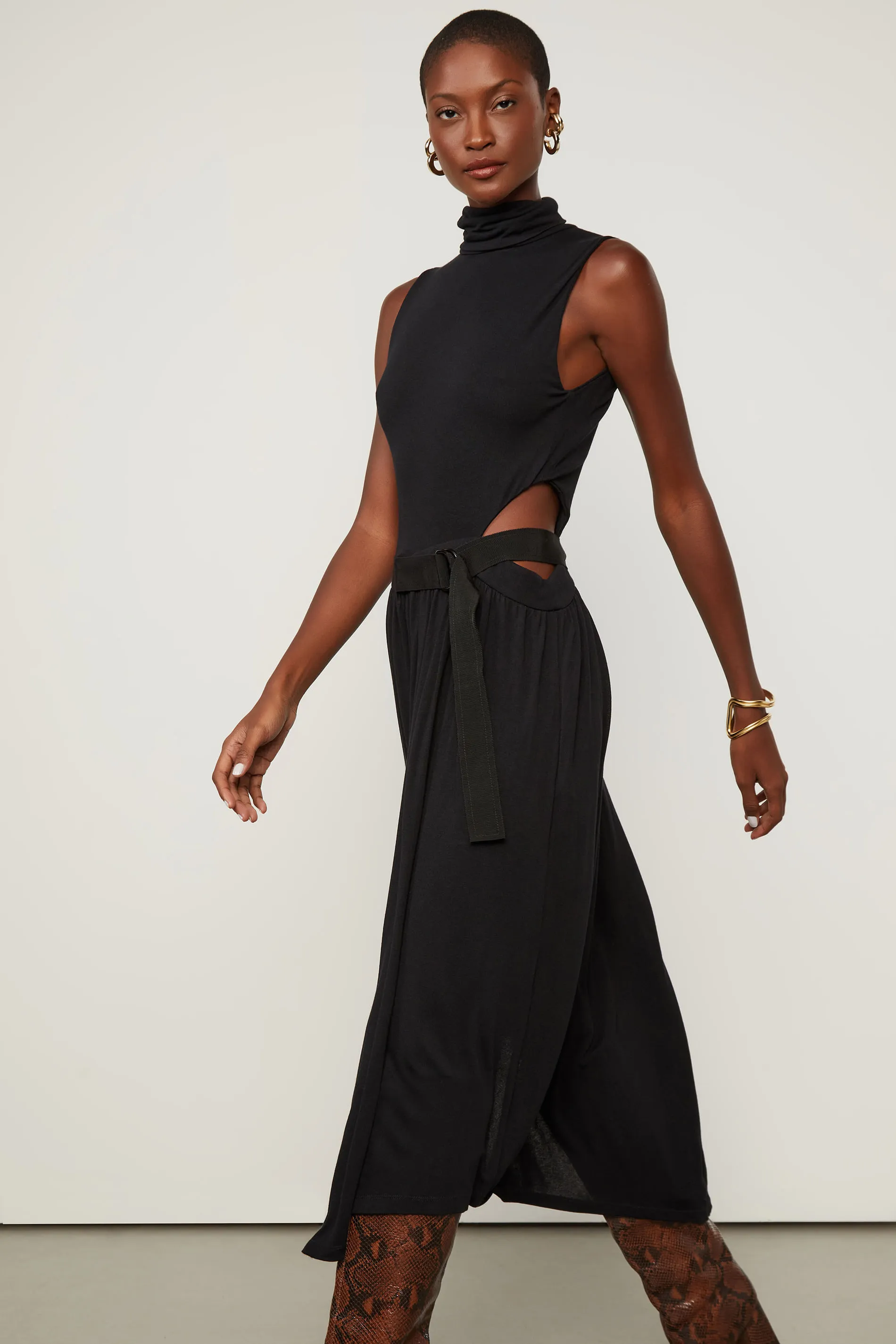 Vestido De Malha Preto Detalhe Gorgurão