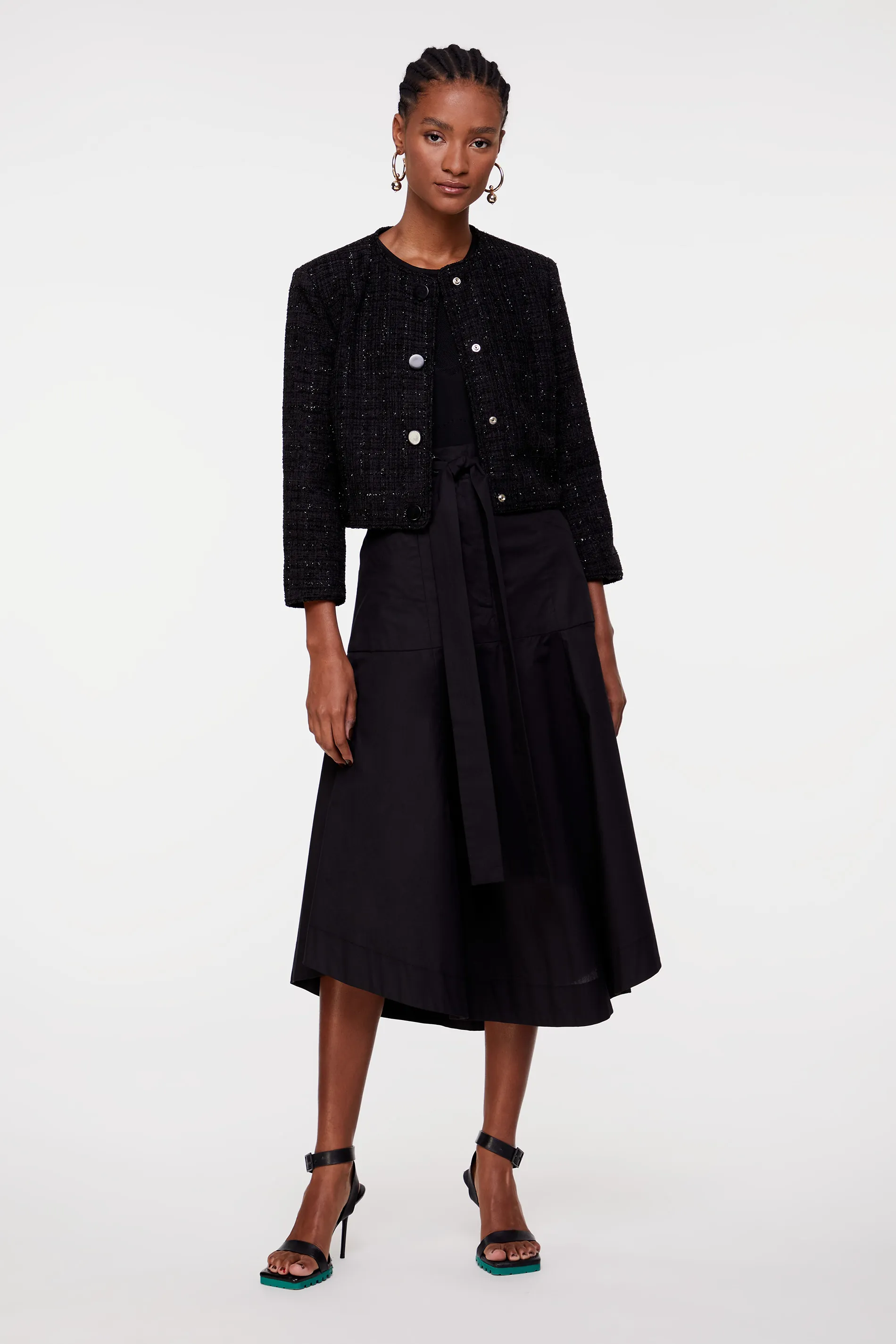 Jaqueta De Tweed Preto Alfaiataria