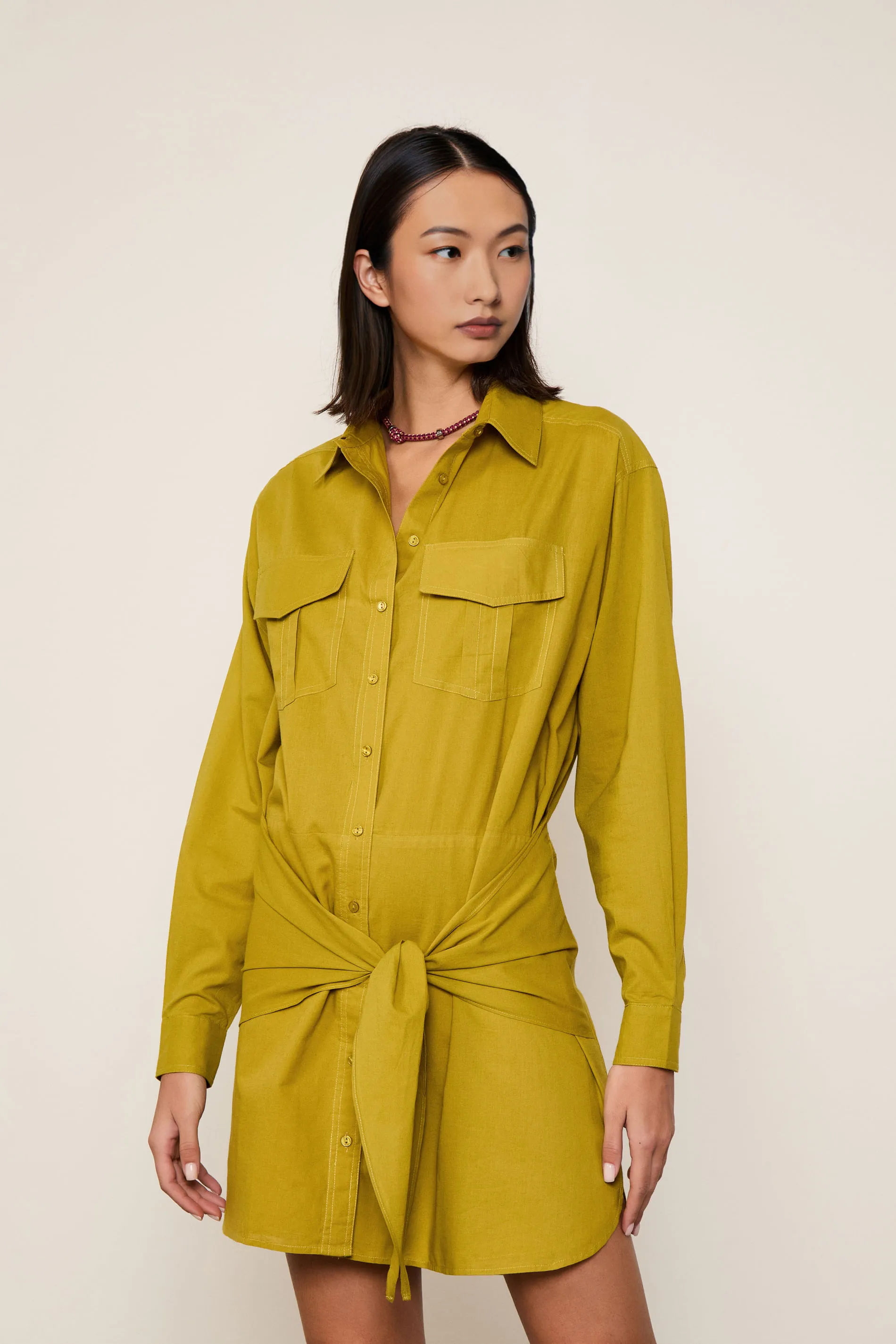 Vestido De Voil Curto Com Amarração