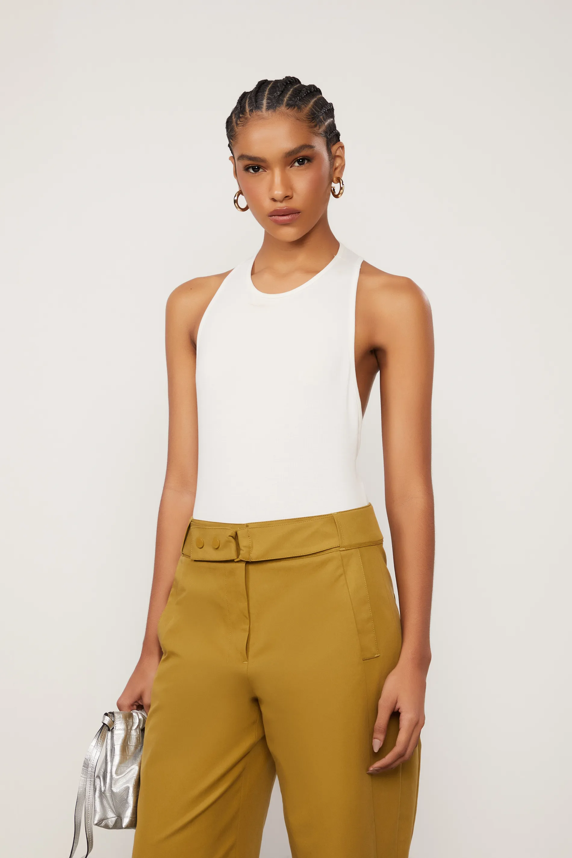 Body De Malha Rib Decote Nadador