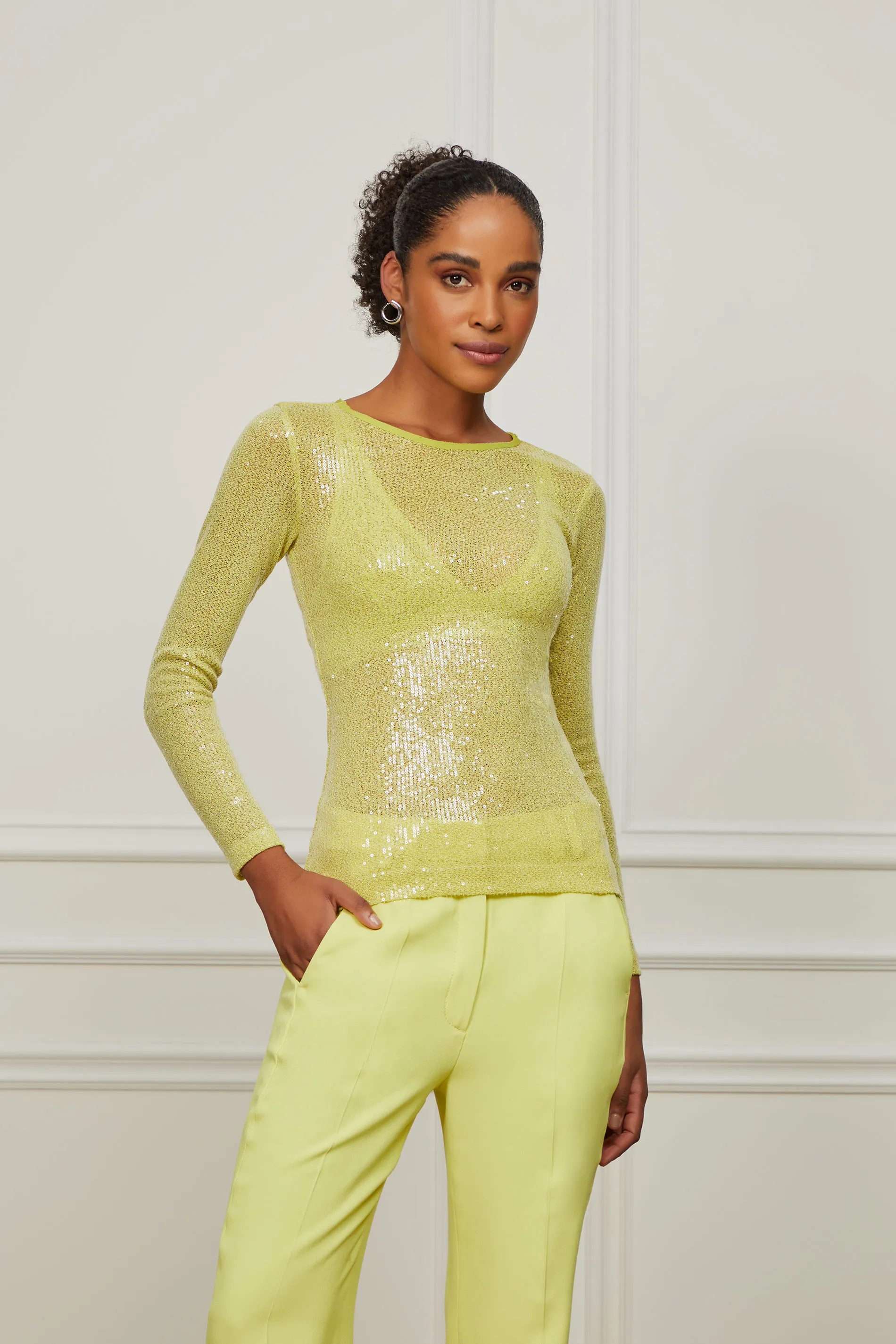 Blusa De Paetê Manga Longa