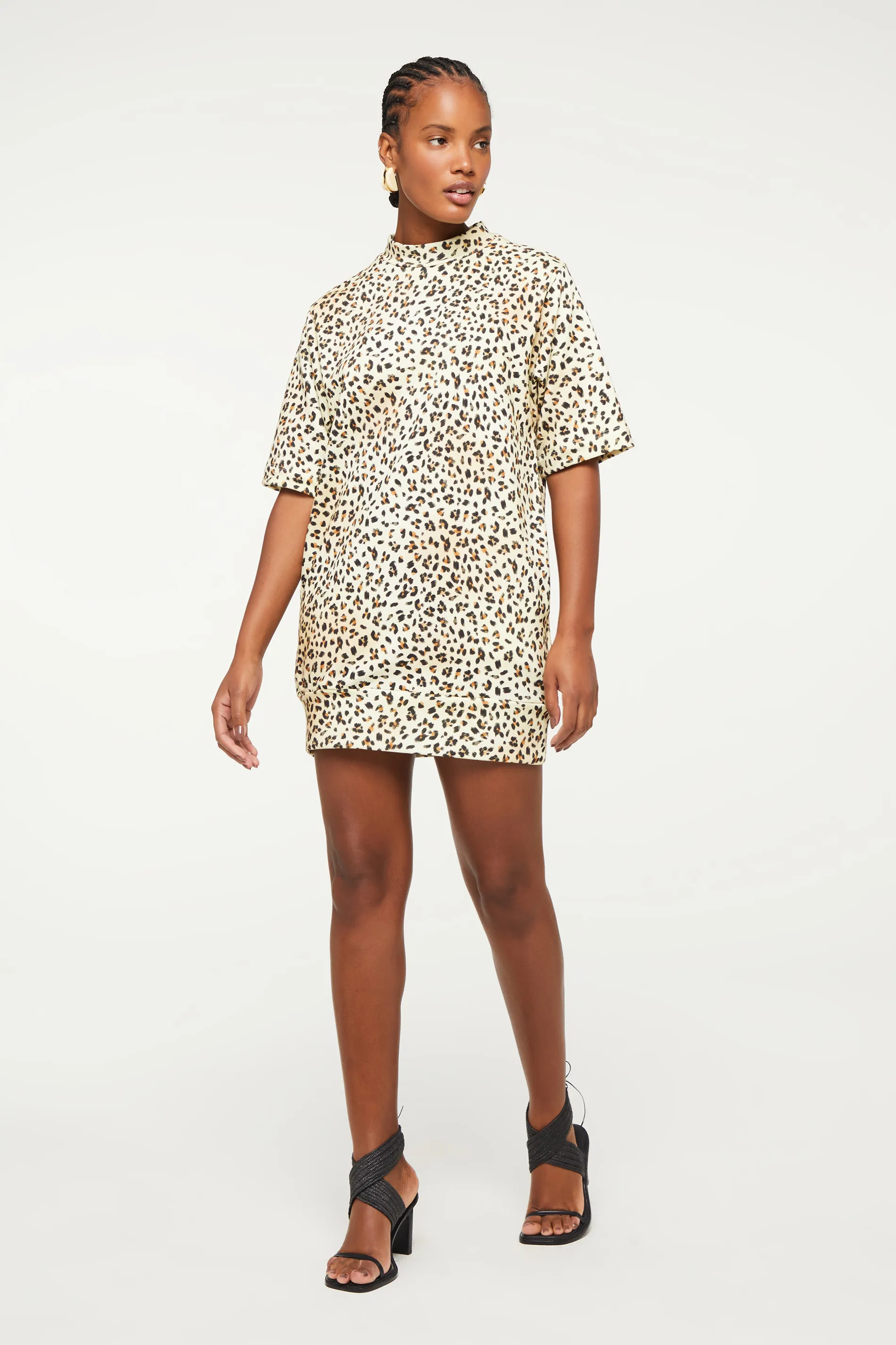 T-Dress De Moletom Estampa Panthera