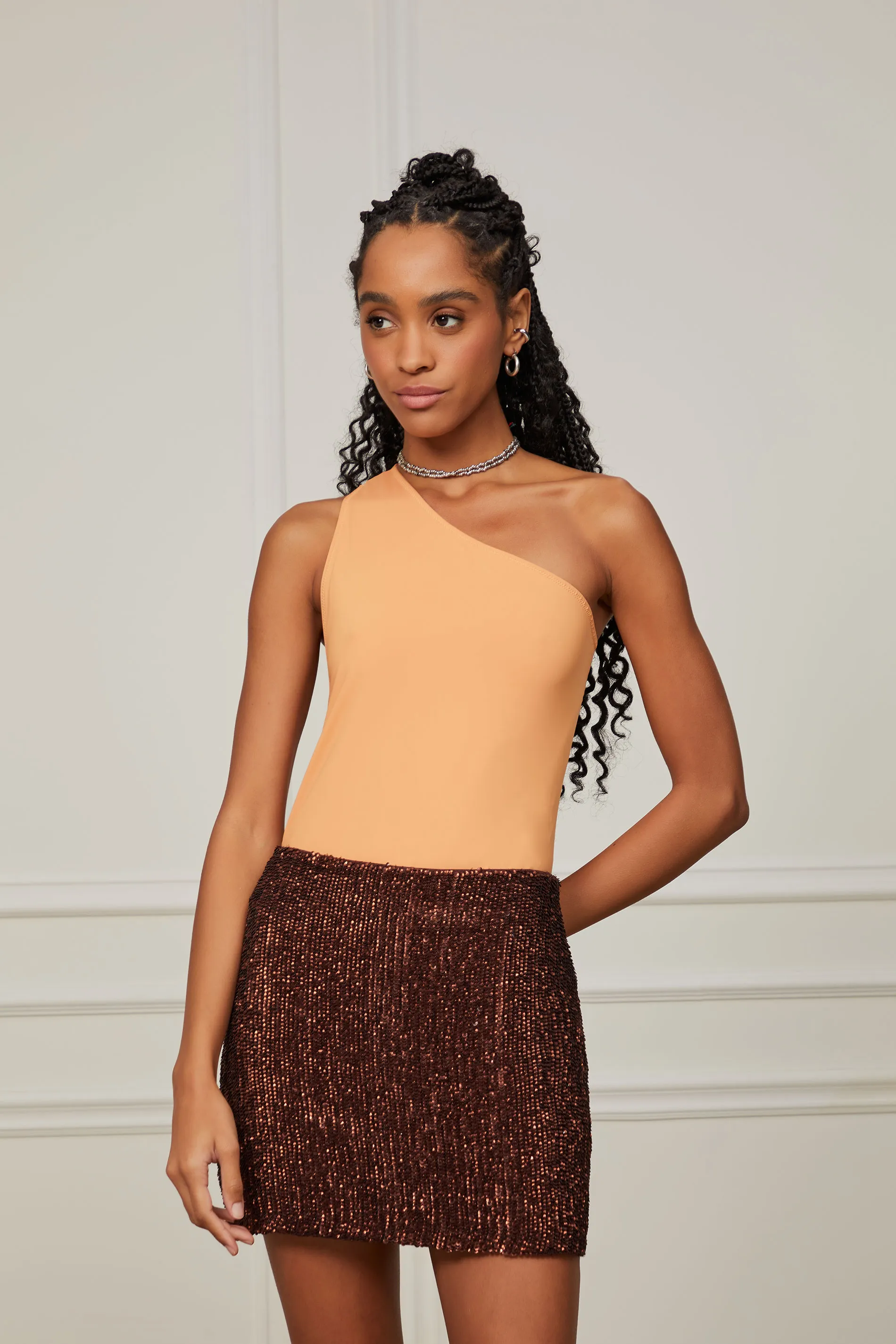 Mini Saia De Paetê Bordada