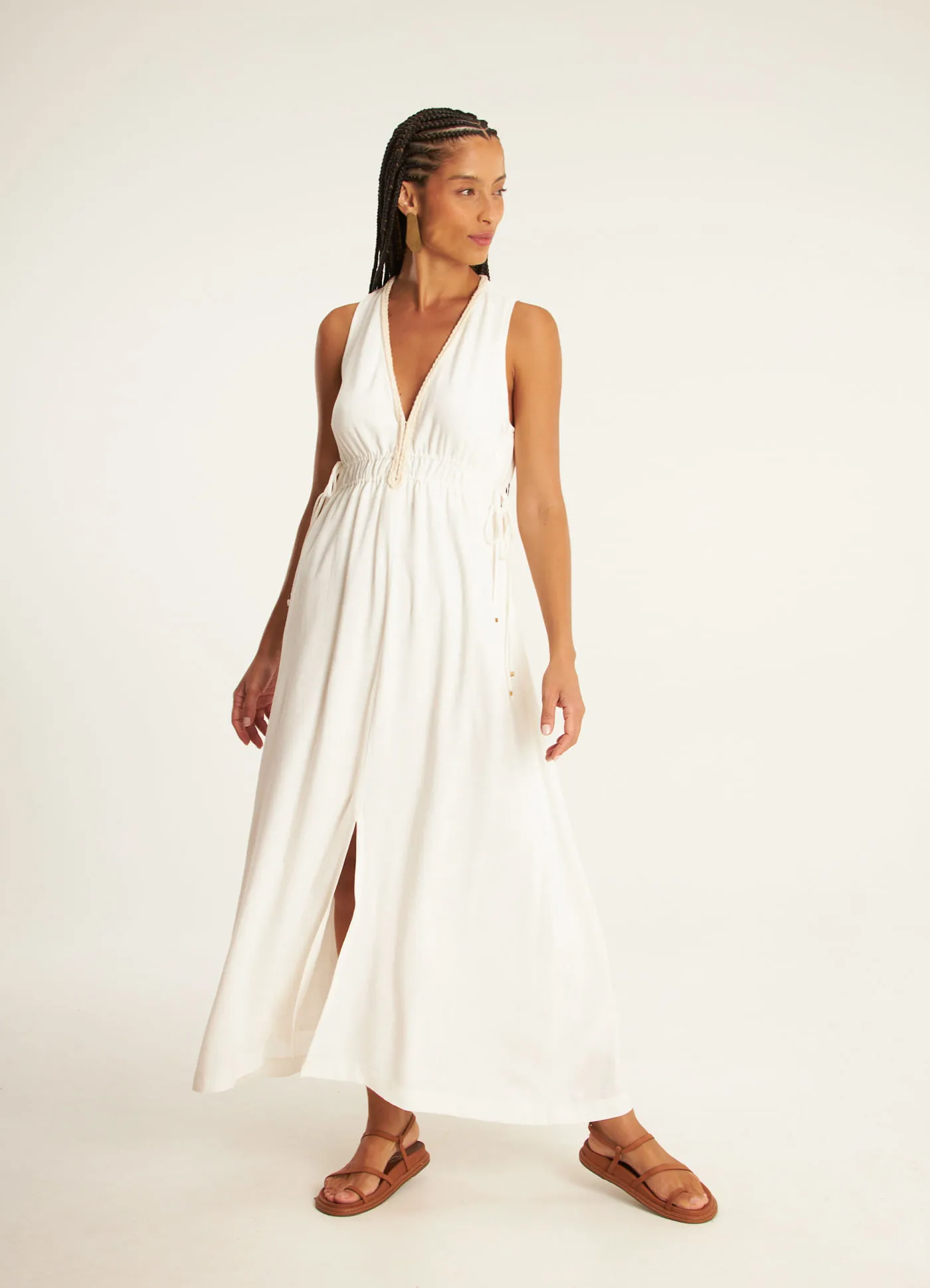 Vestido linho leve off white