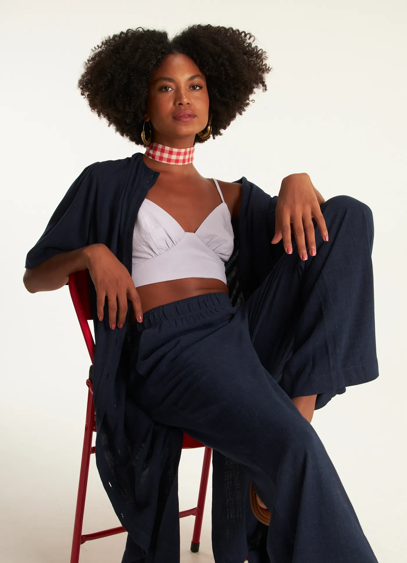 Top linho maré lilás