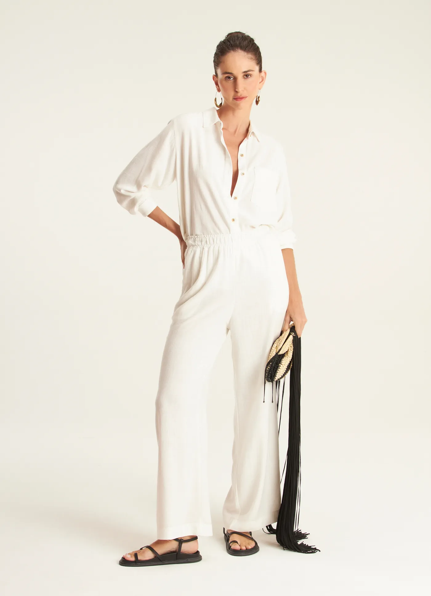 Calça linho leve off white