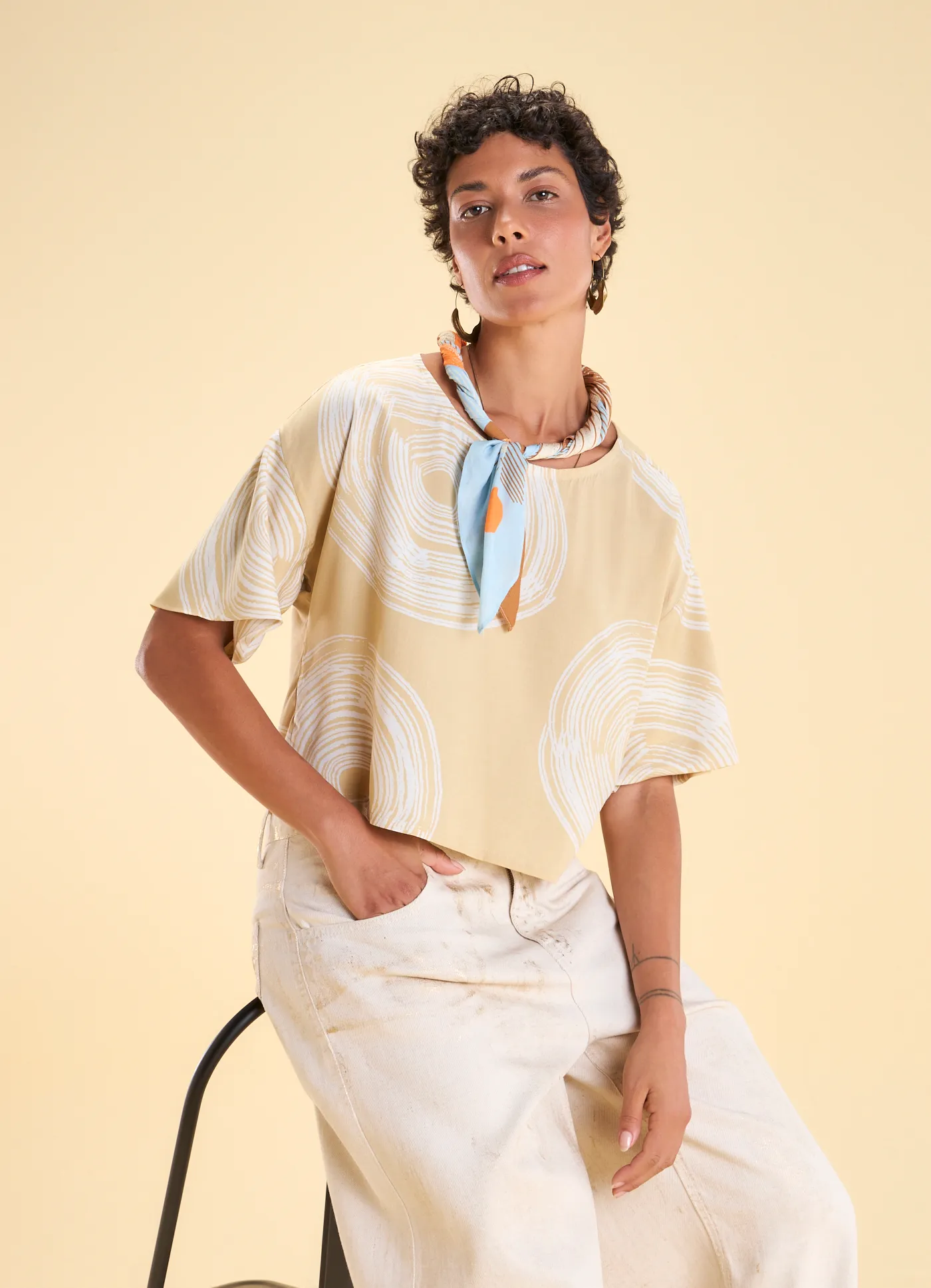 Blusa manga estampada inari