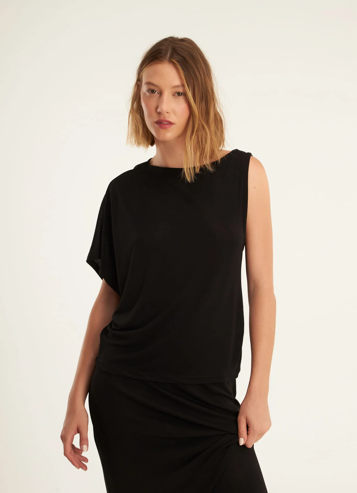 Blusa franzida jersey lab preto