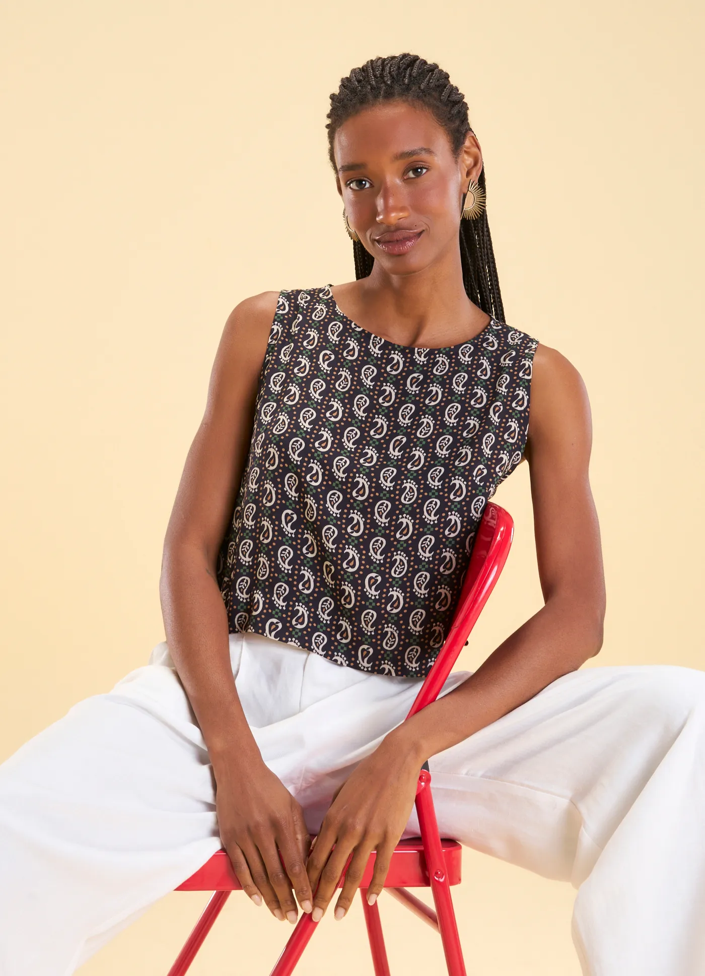 Blusa shell amarração estampada saint germain