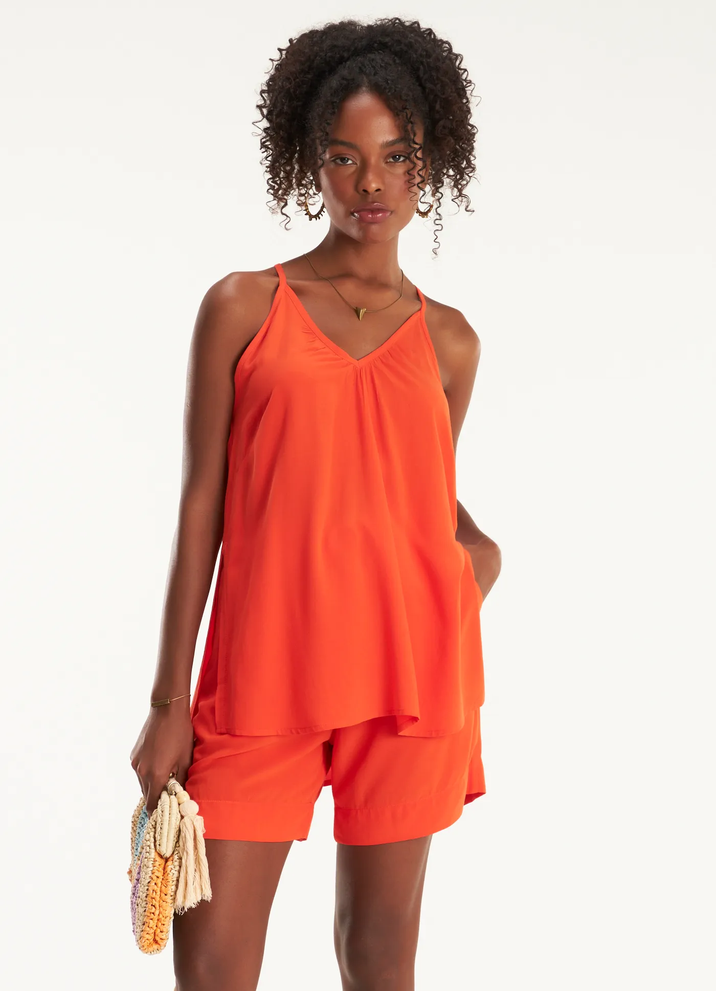 Blusa alça viscose leve vermelho