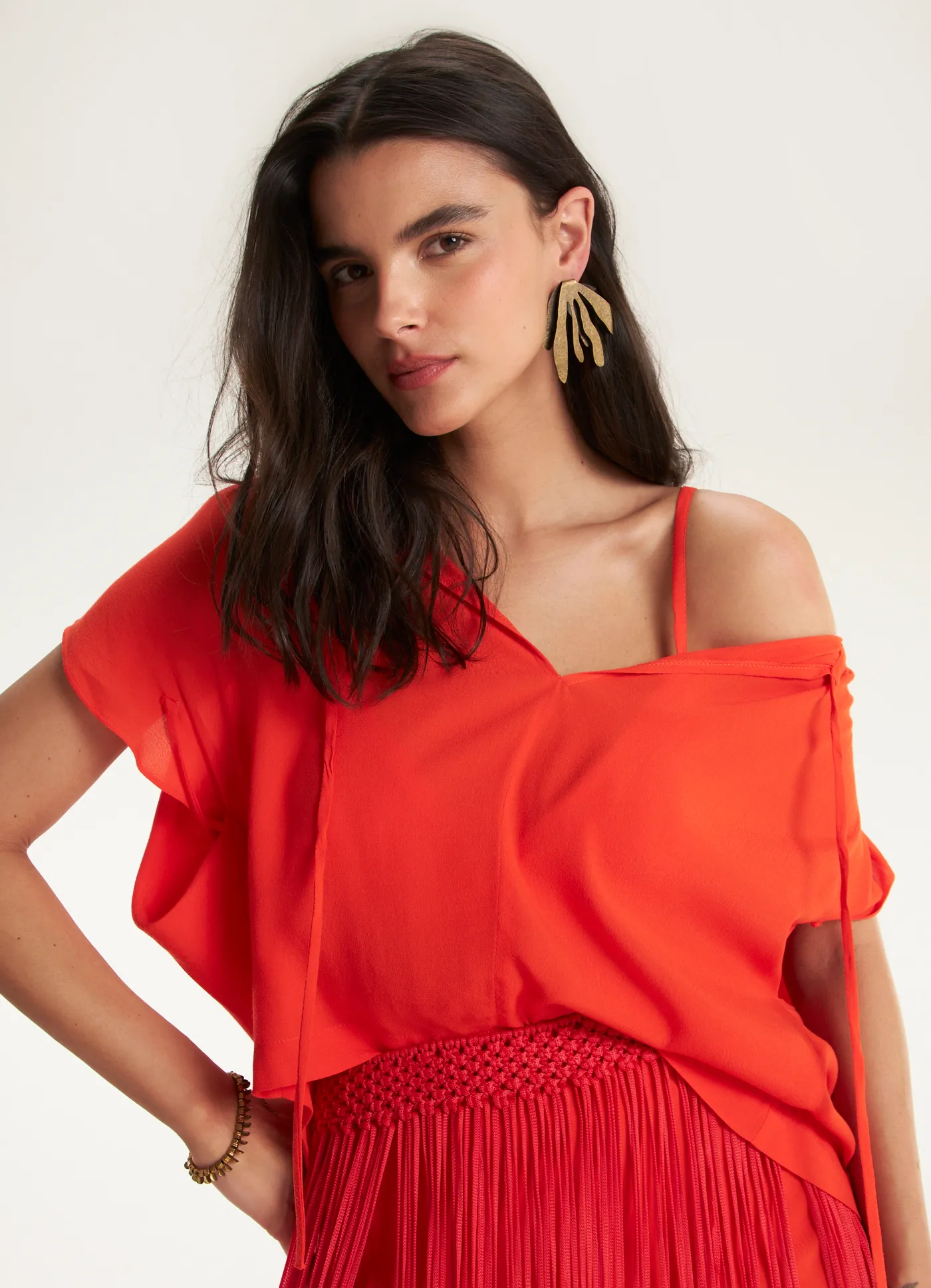 Bata crepe lótus vermelho