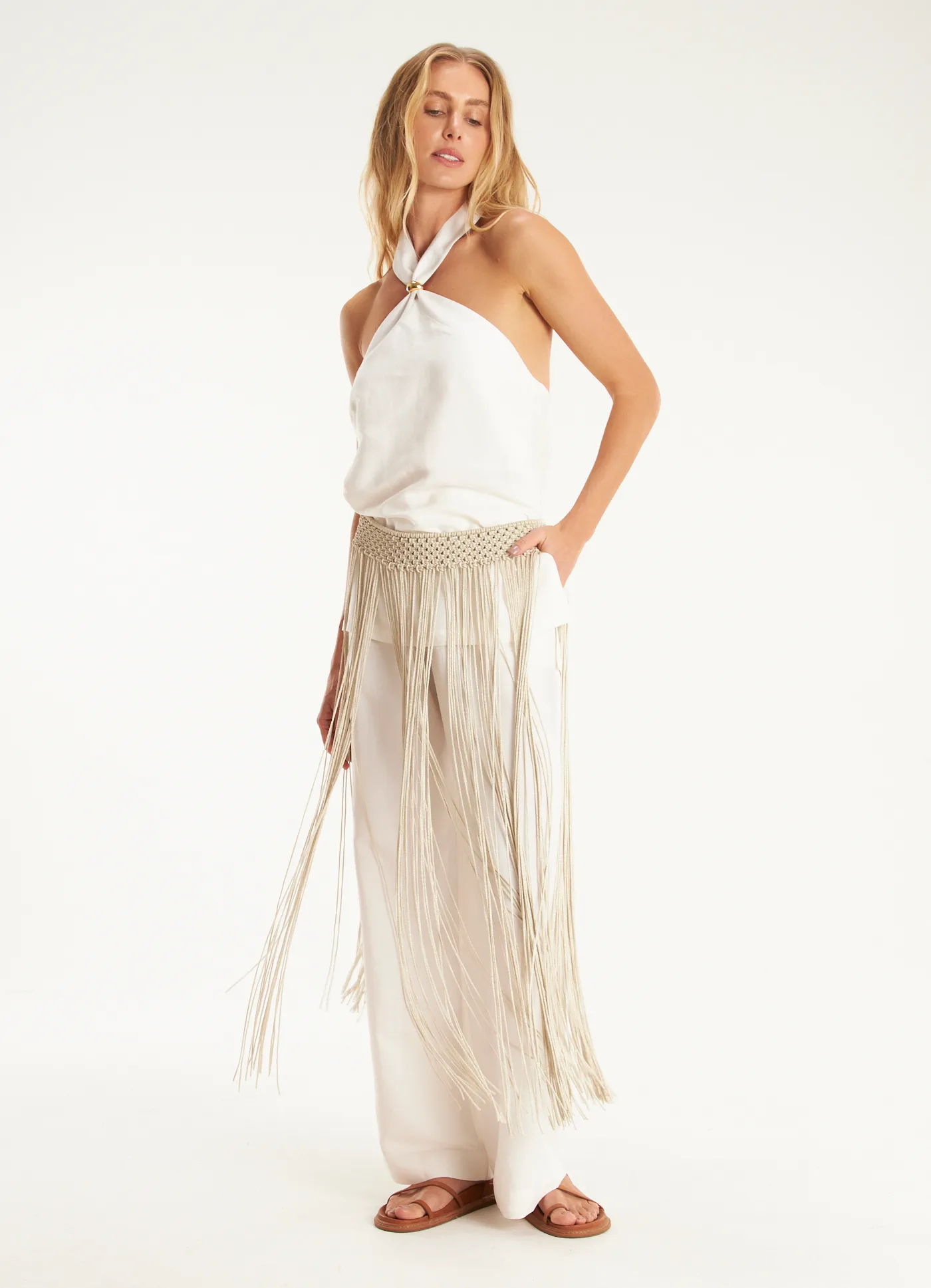 Blusa alça linho oásis off white