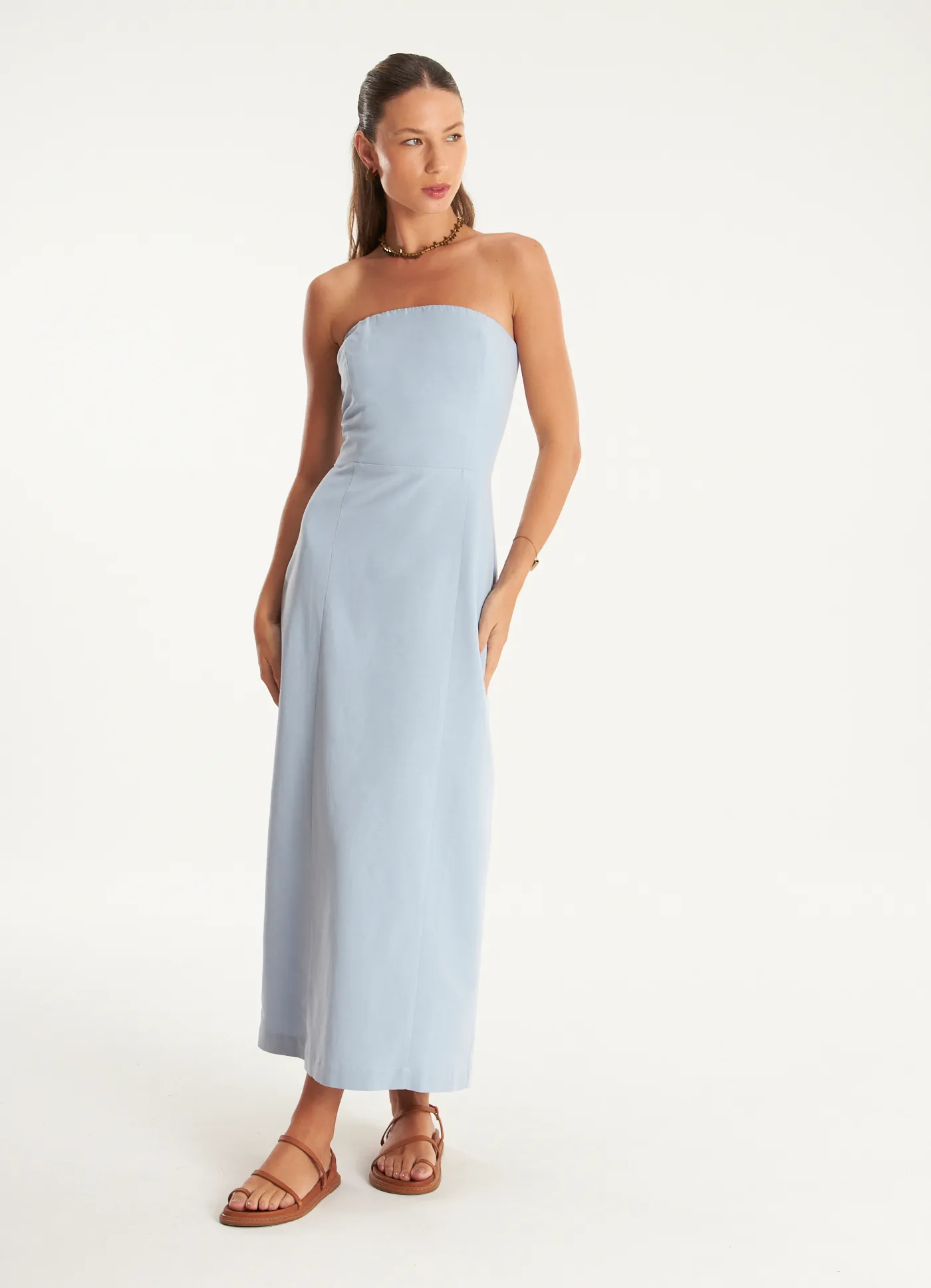 Vestido linho alfaiataria relicário azul