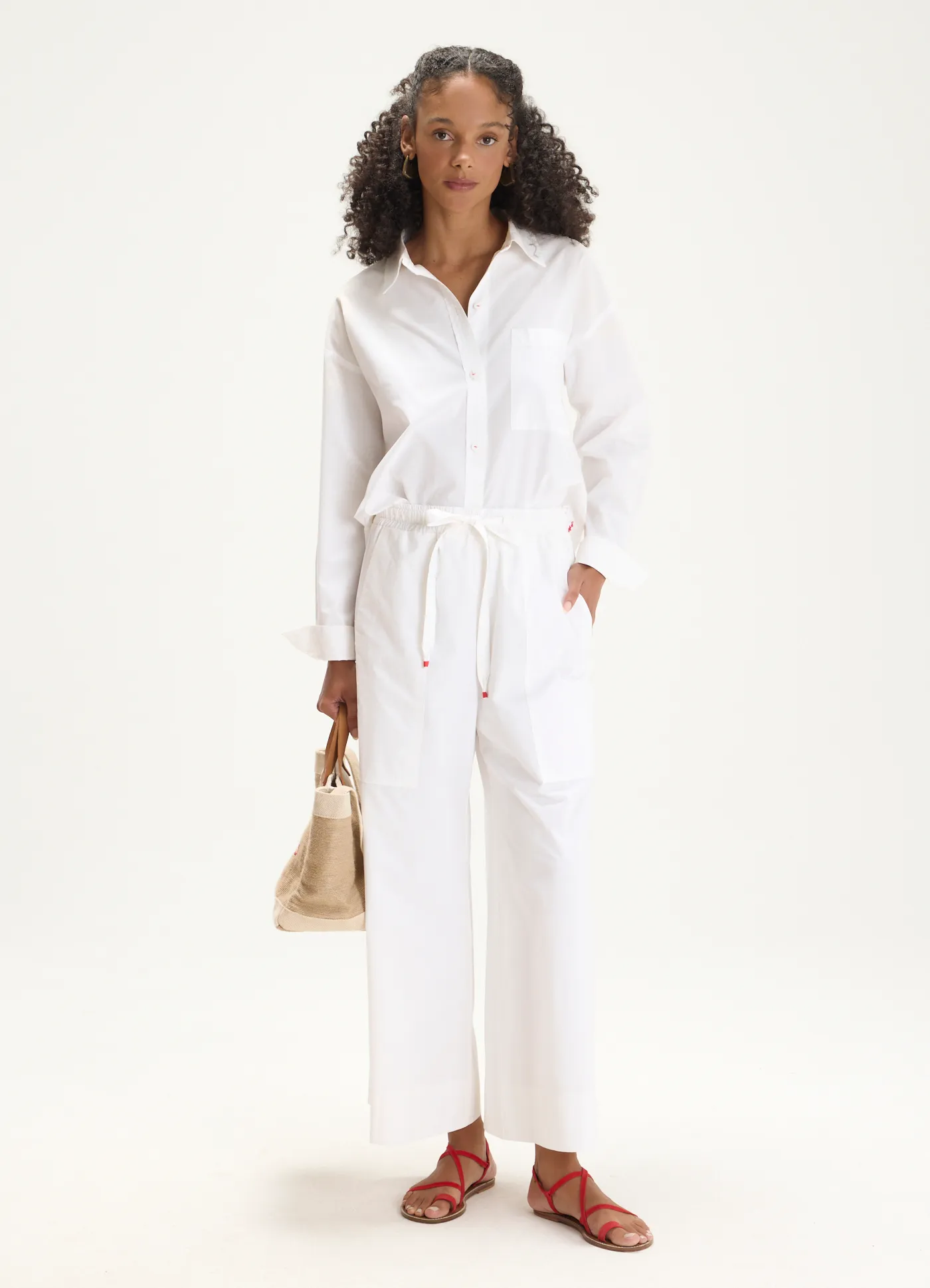 Calça ampla algodão lab branco