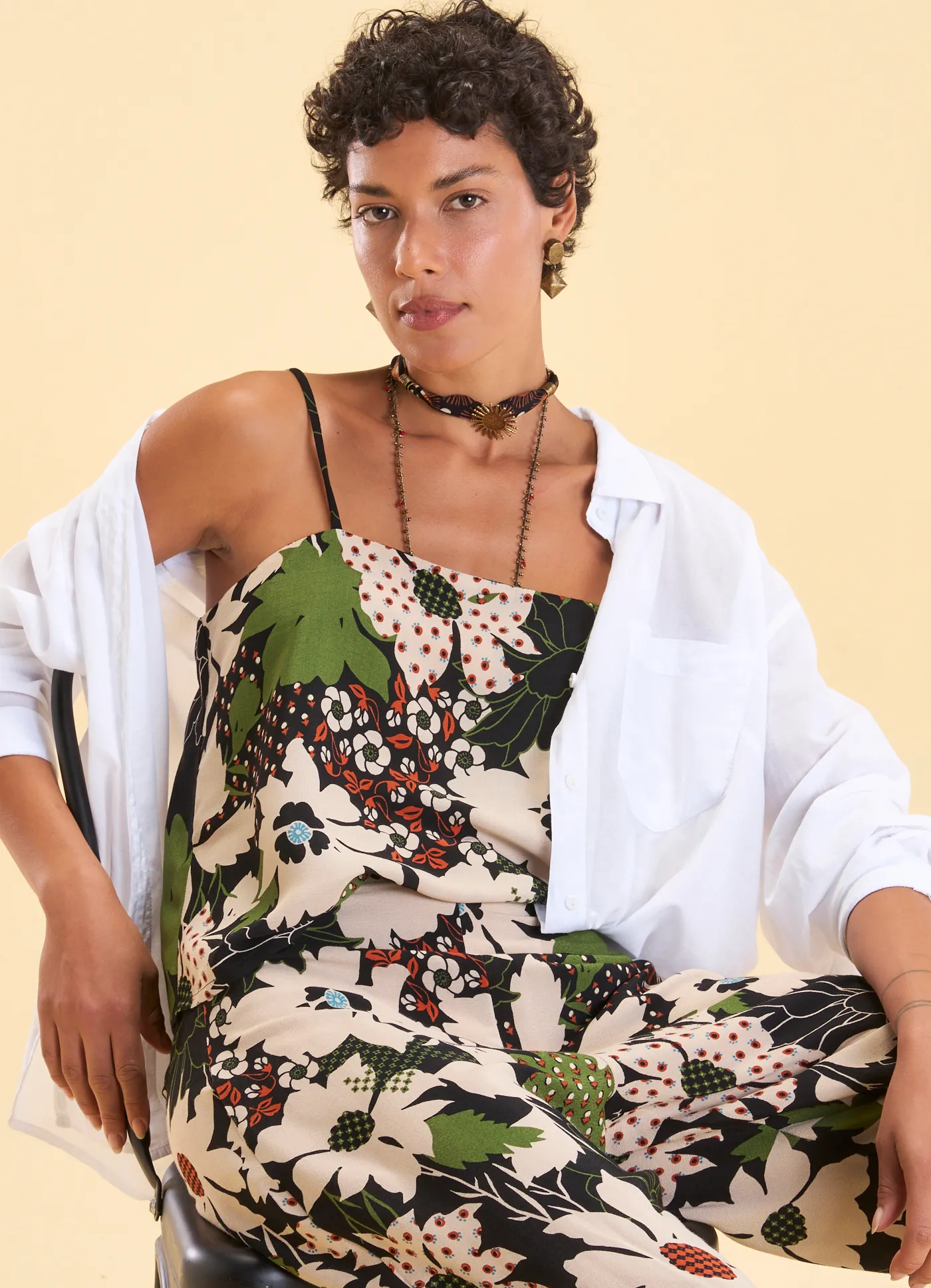 Blusa alcinha estampada romântica