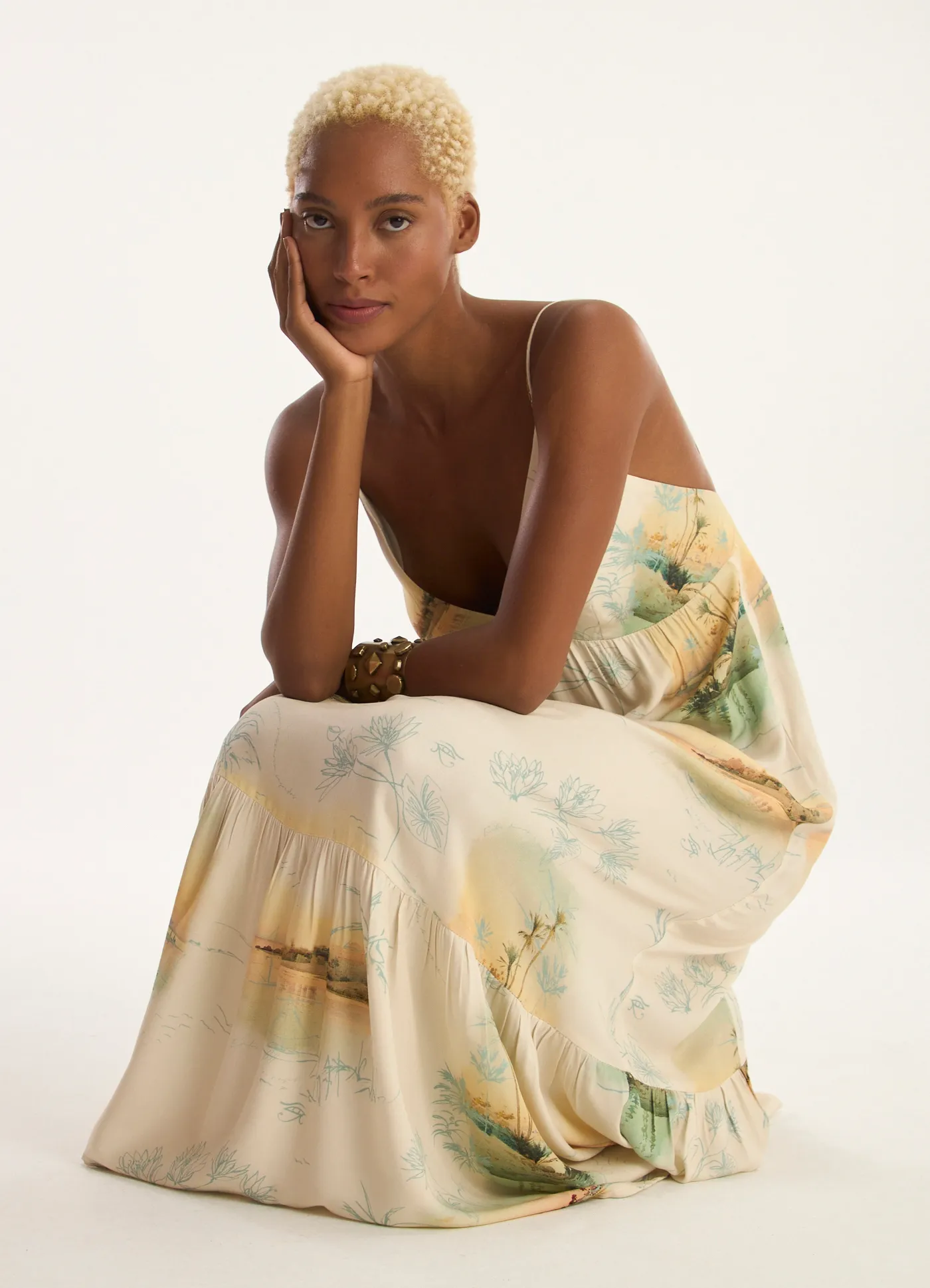 Vestido alcinha estampado areal lab