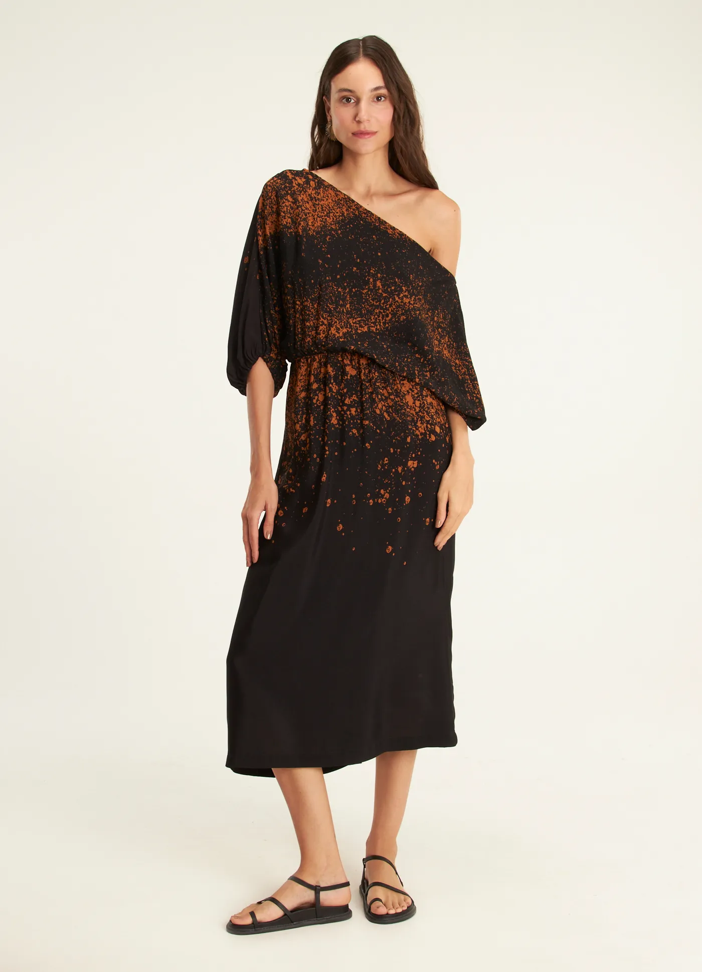 Vestido estampado vulcão