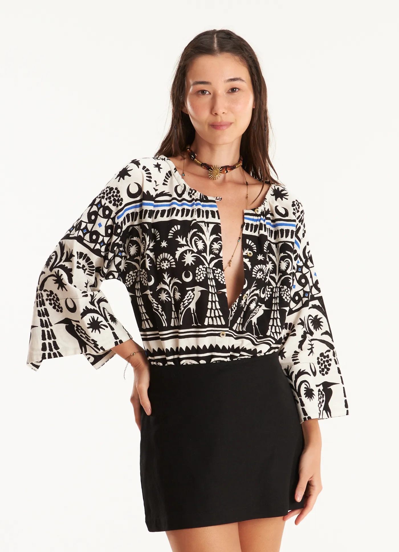 Body linho estampado tamareira