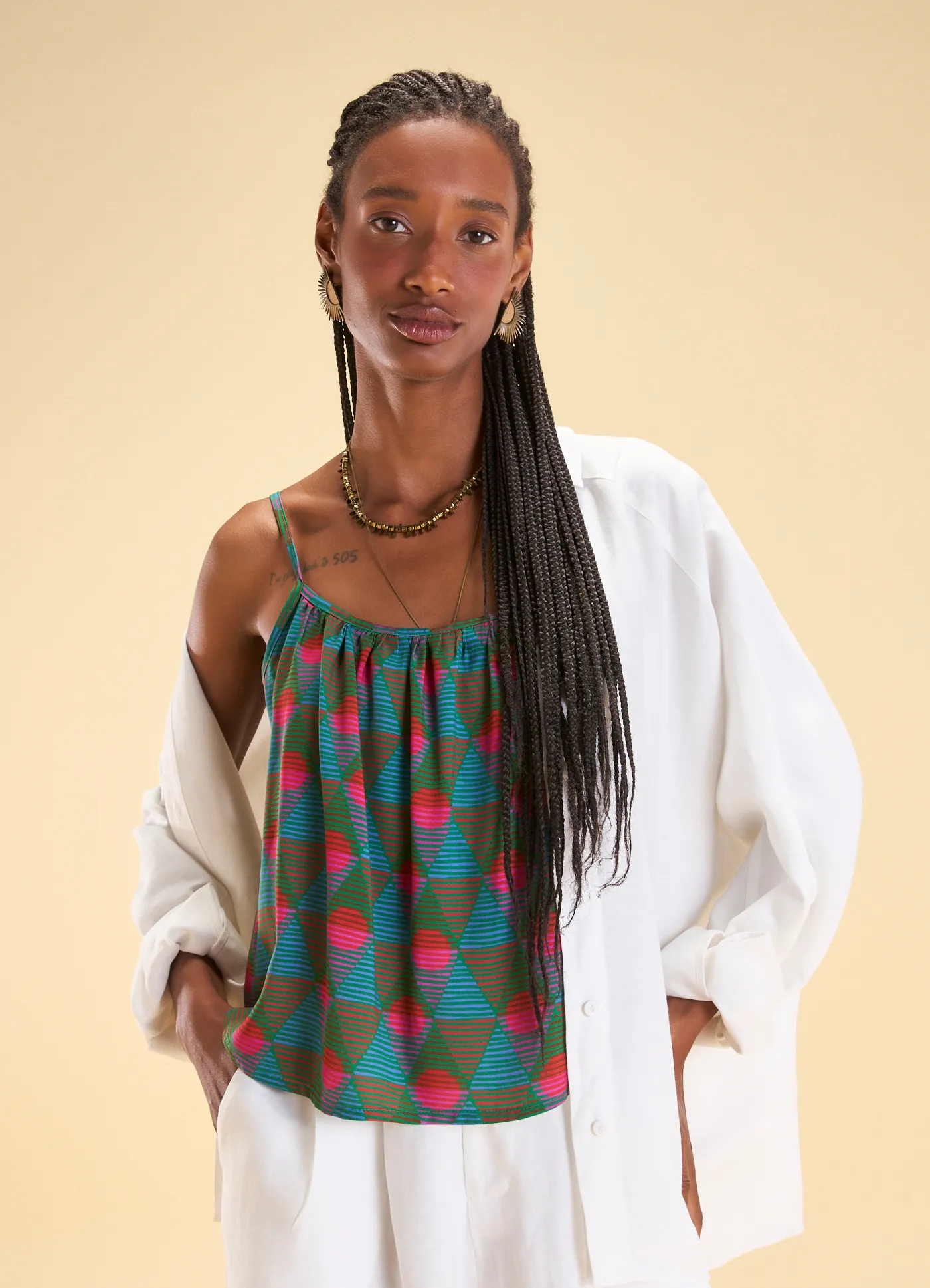 Blusa alça estampada pôr do sol