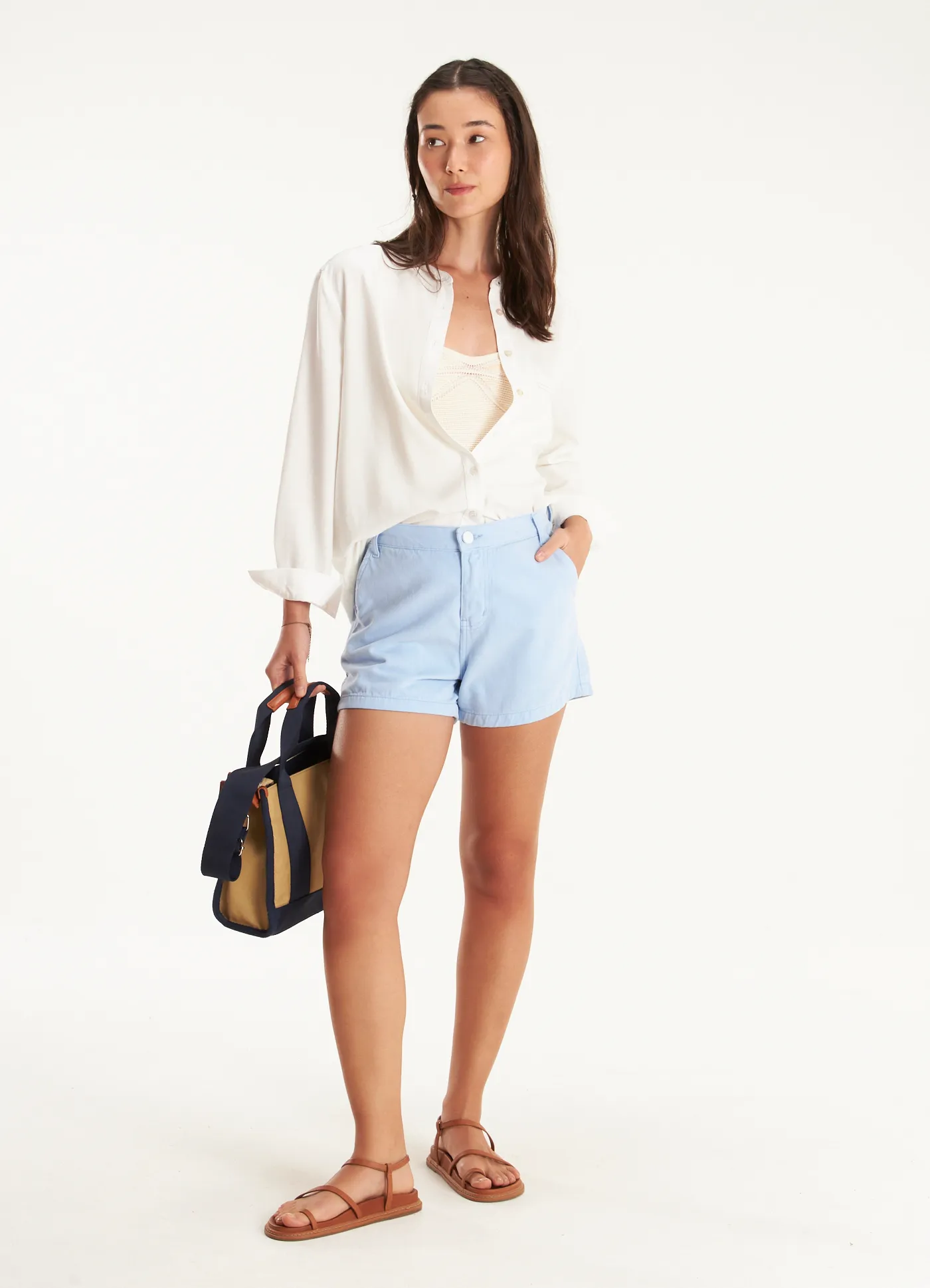 Short sarja basic azul