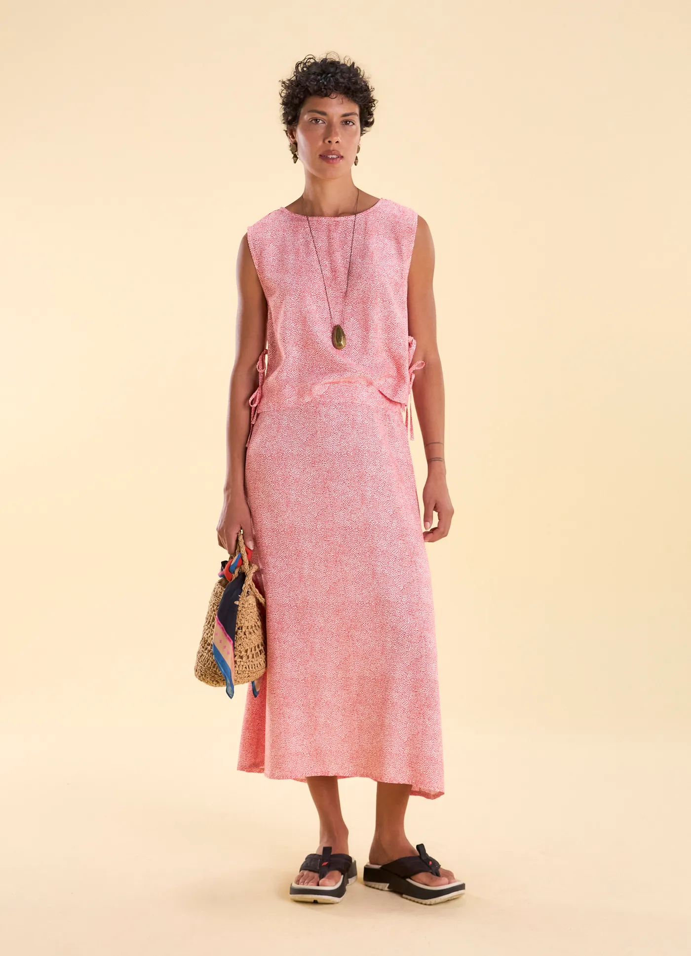 Saia midi estampada pinga pinga