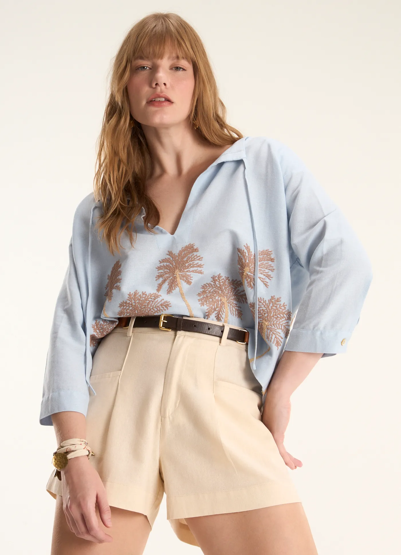 Bata linho bordado paraíso