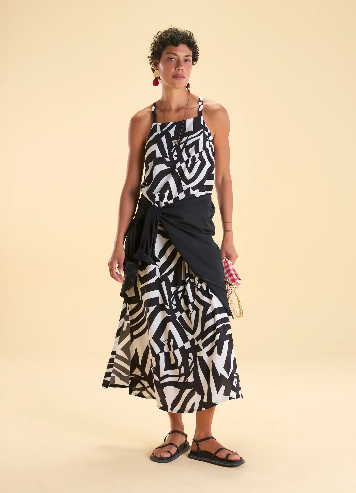 Vestido alça estampado atlas