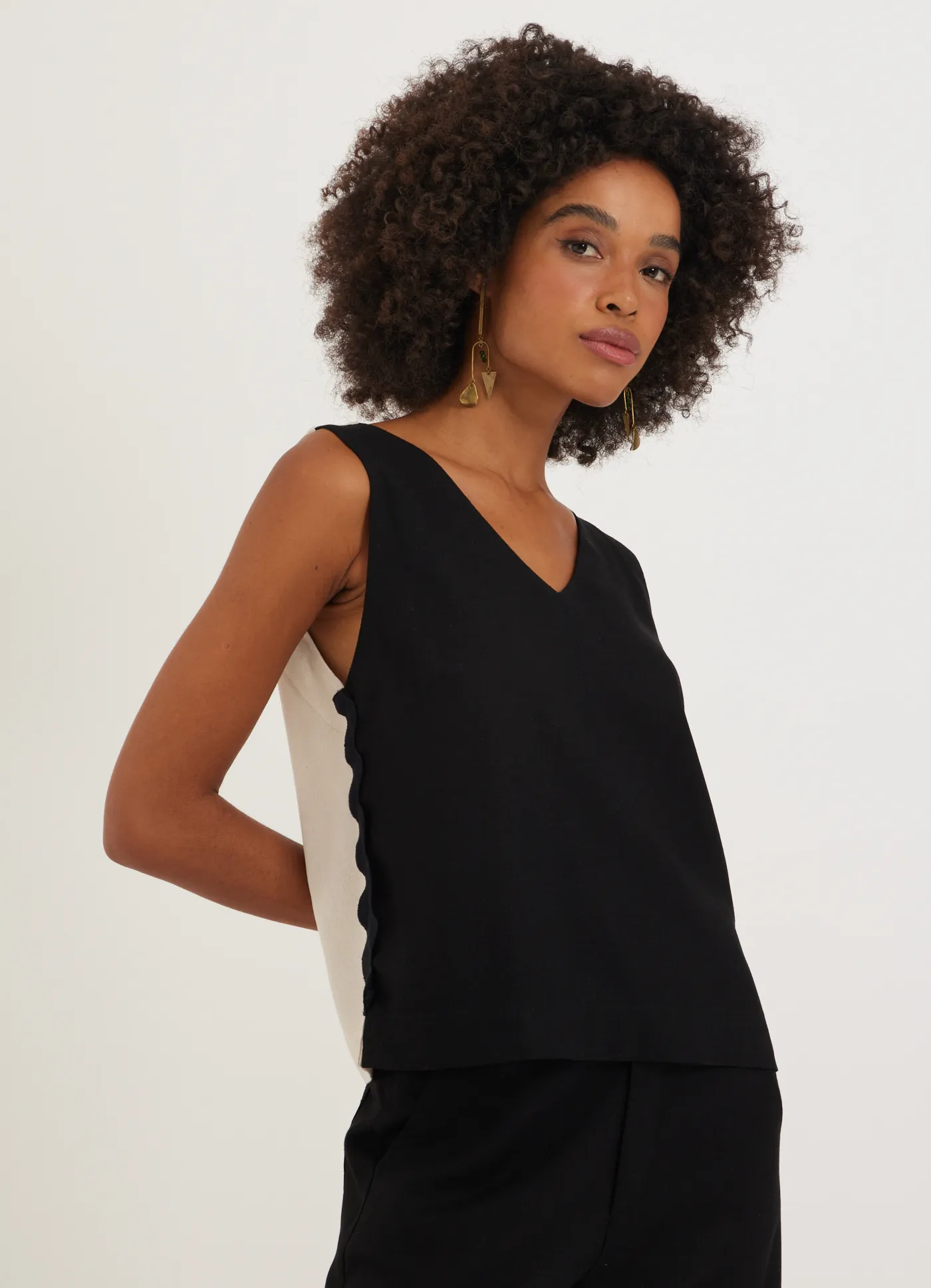 Blusa linho color blocking p/b