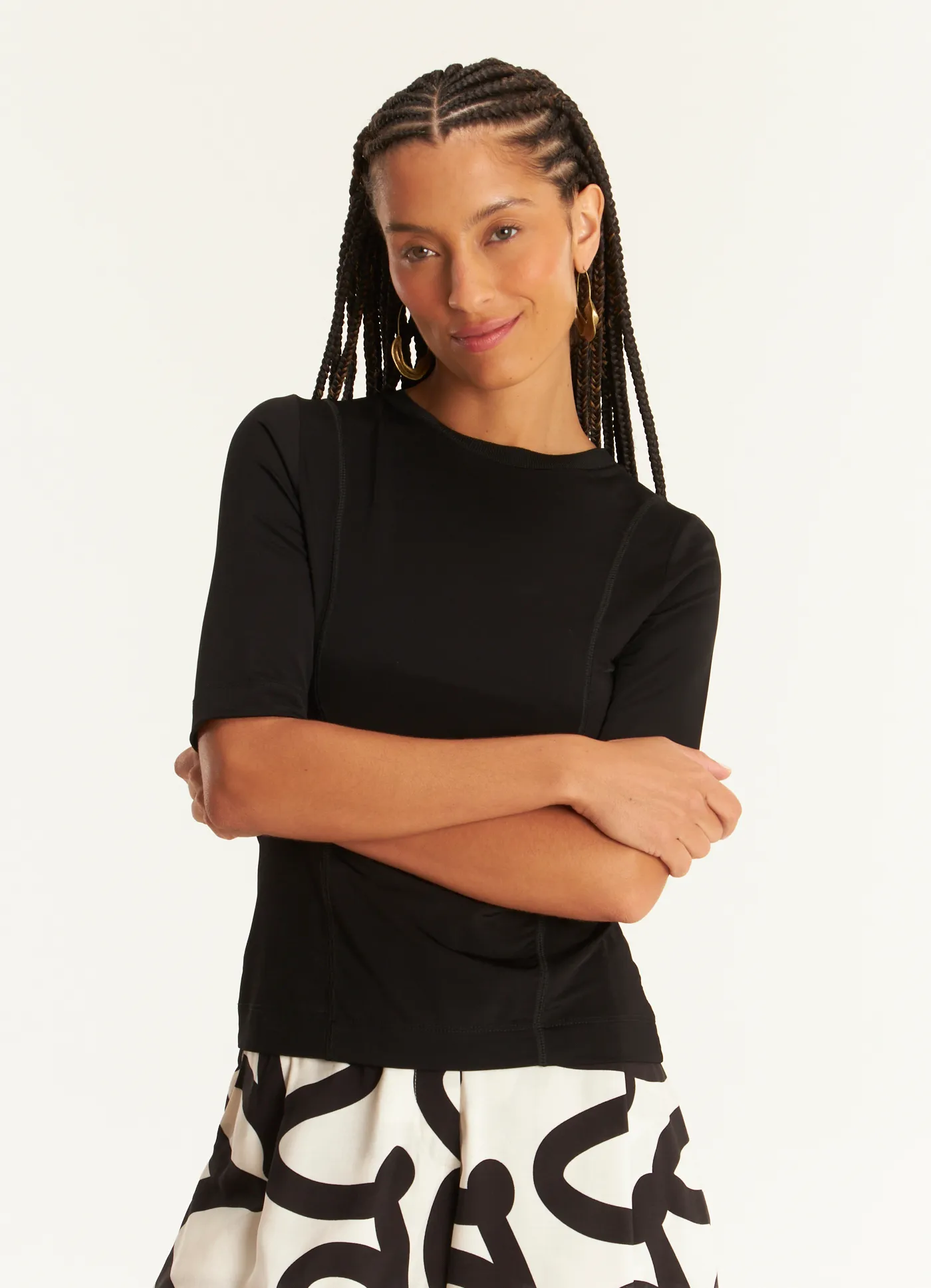 Blusa jersey recortes lab preto