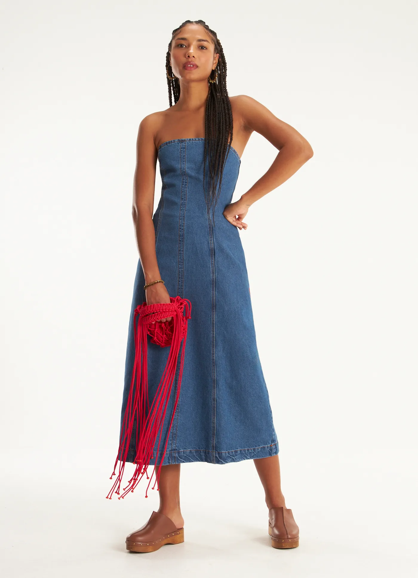 Vestido recortes barrel jeans