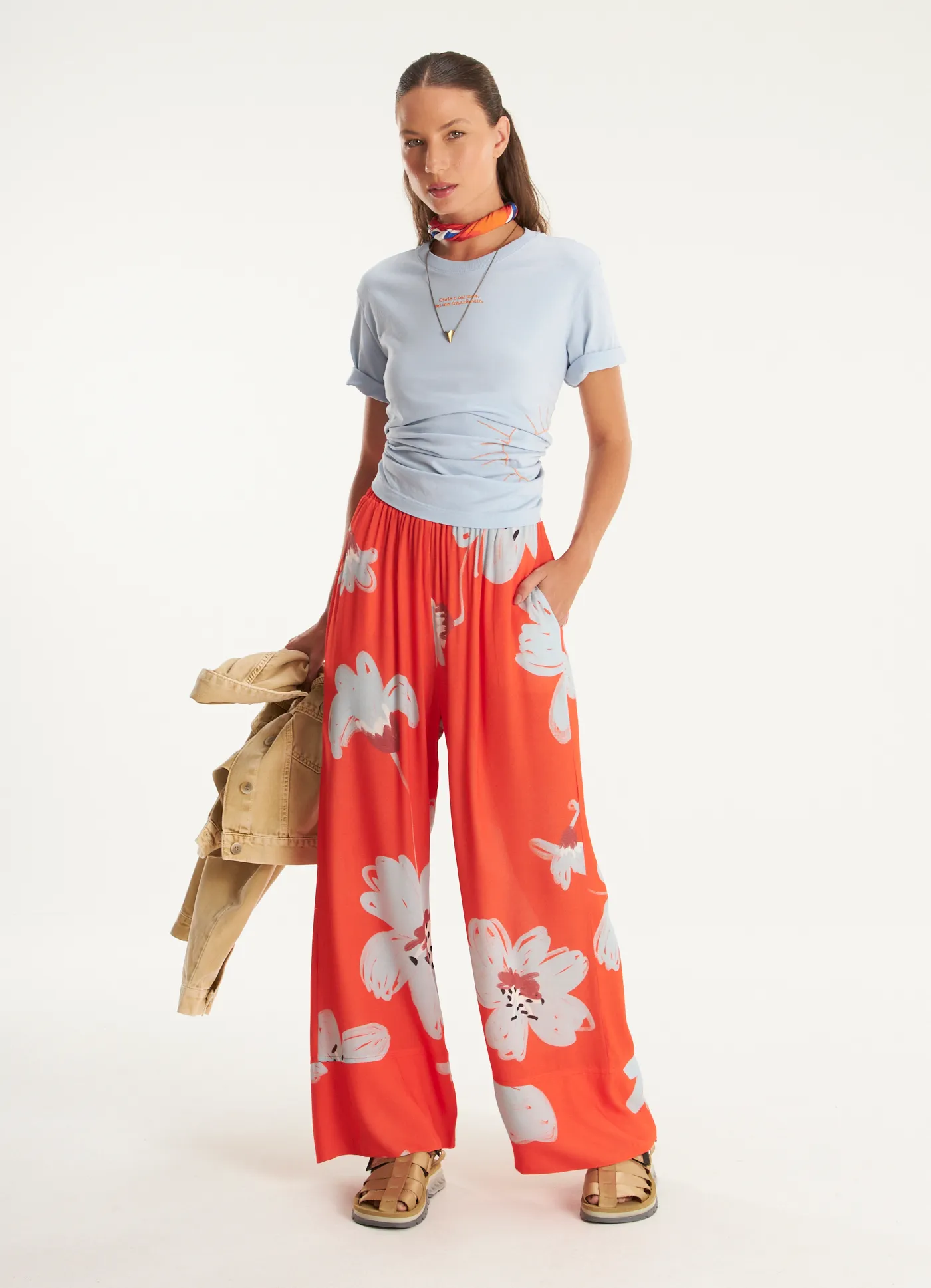 Calça estampada papoula