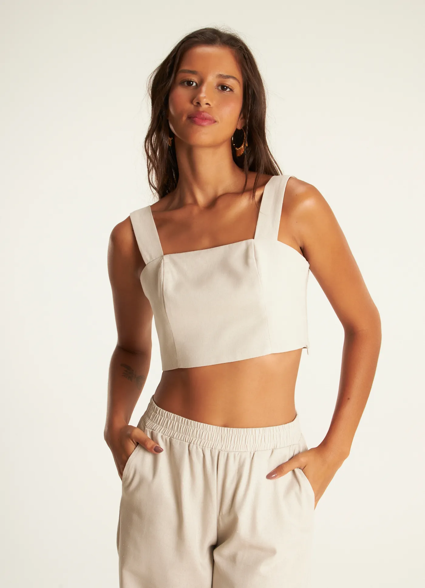 Top linho viva areia