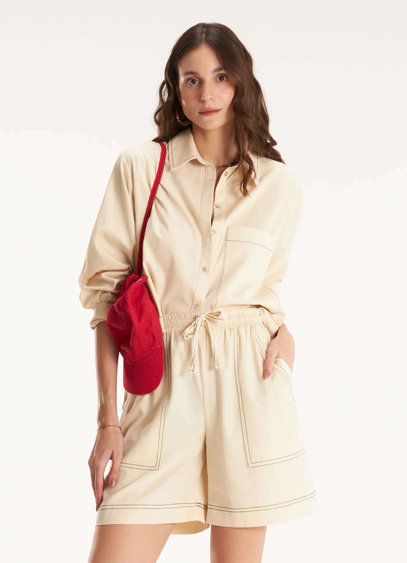 Camisa tencel selenita areia