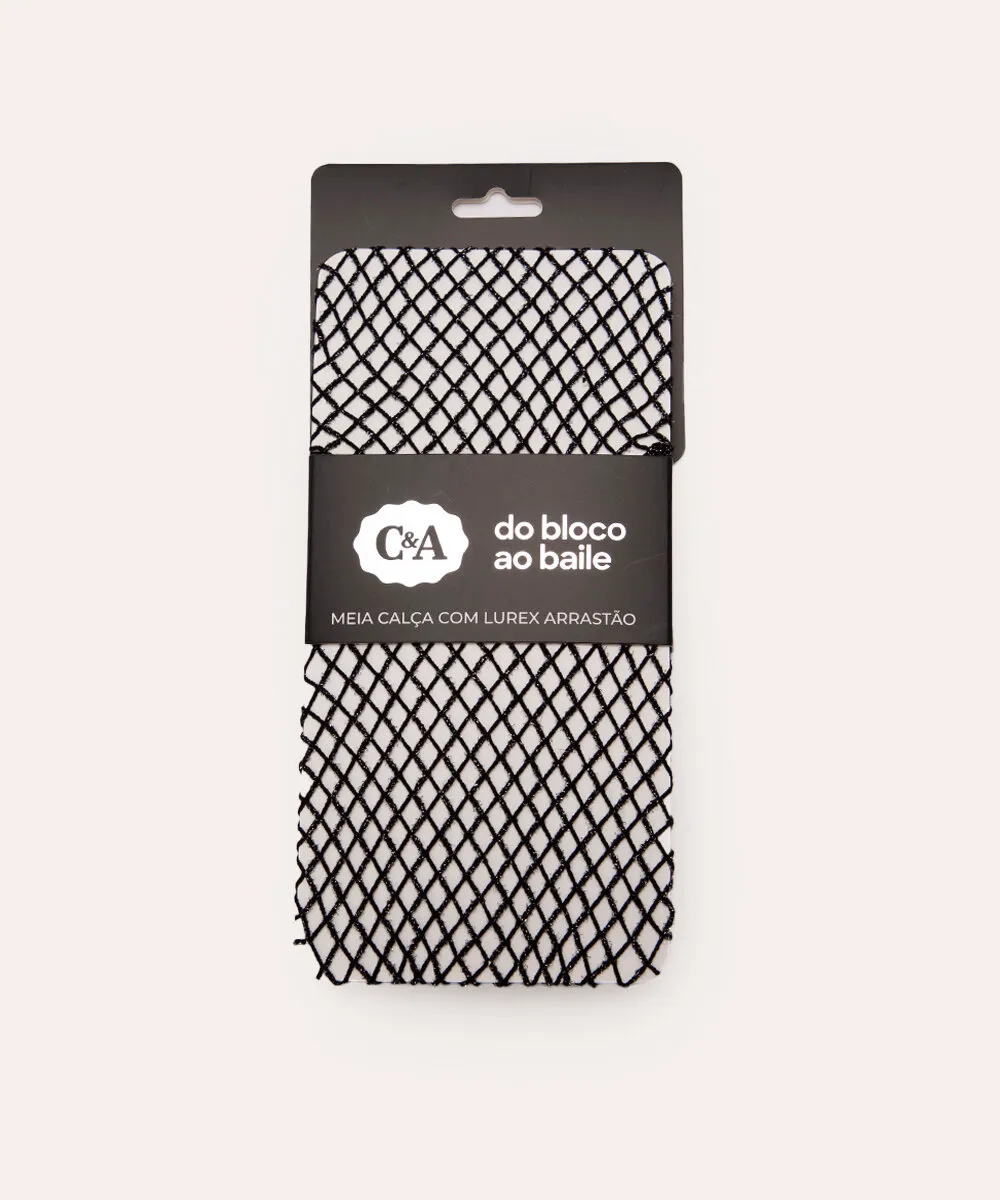 meia calça arrastão brilhos lurex preta