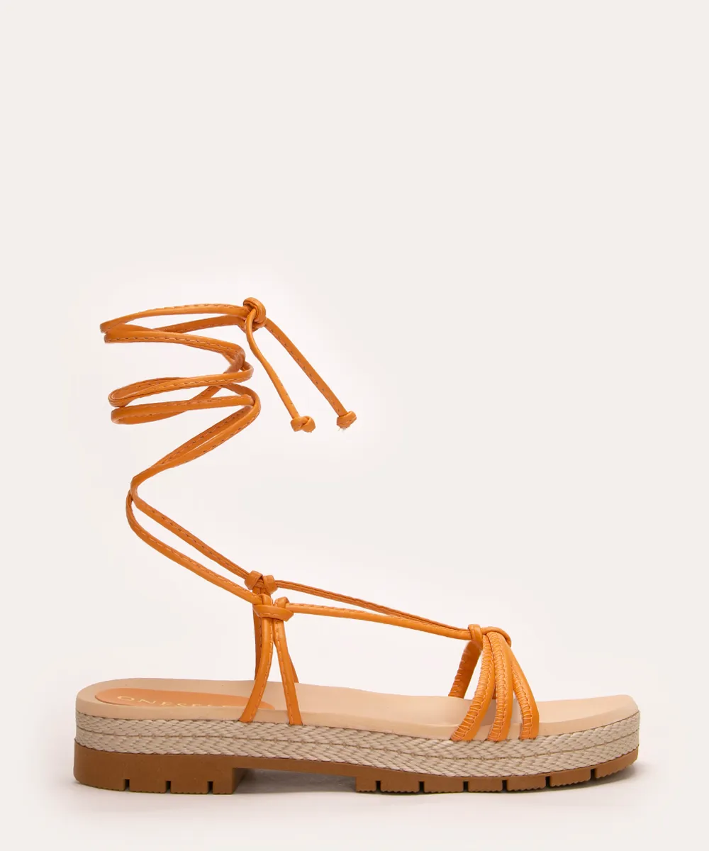 rasteirinha com amarração texturizada oneself laranja