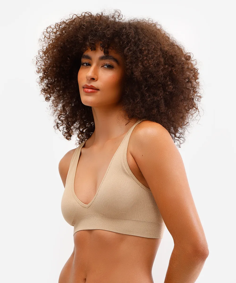 sutiã triângulo feminino com bojo removível bege