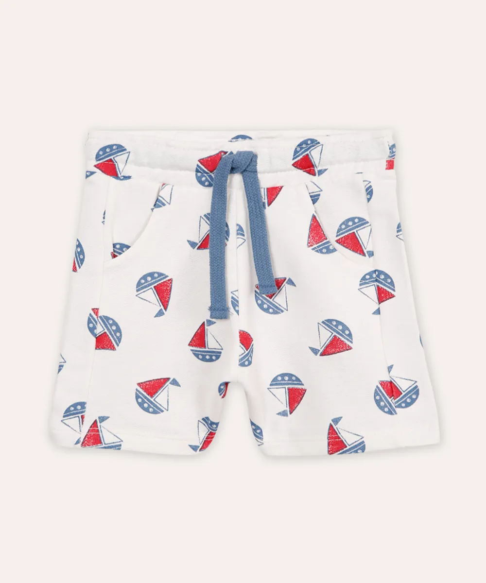 short de algodão infantil barquinho off white