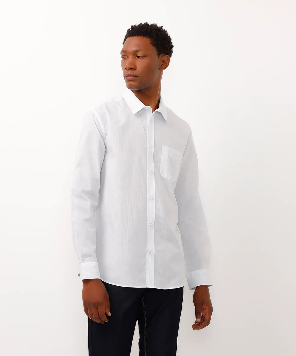 camisa manga longa quadriculada - branco
