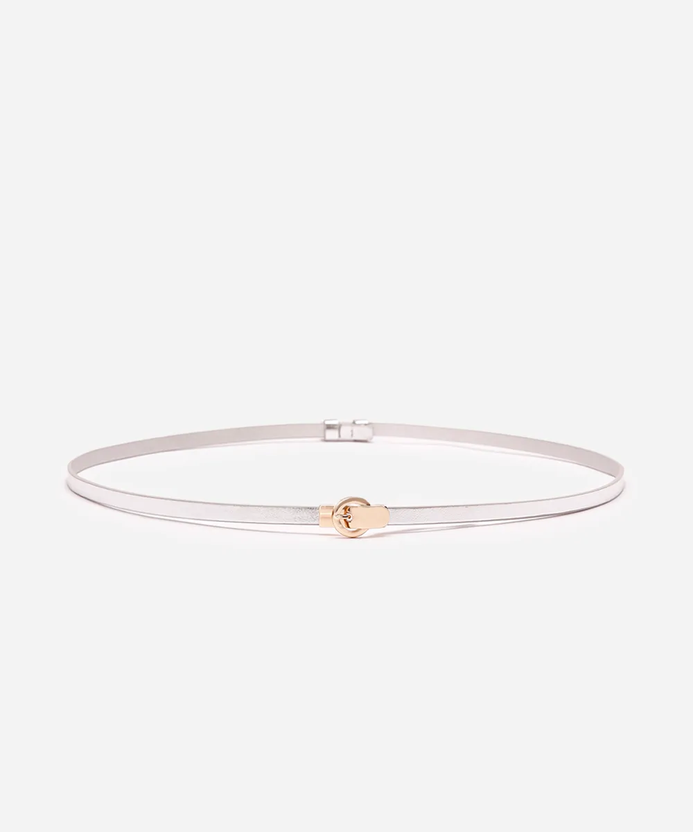 cinto skinny fivela redonda bff prateado