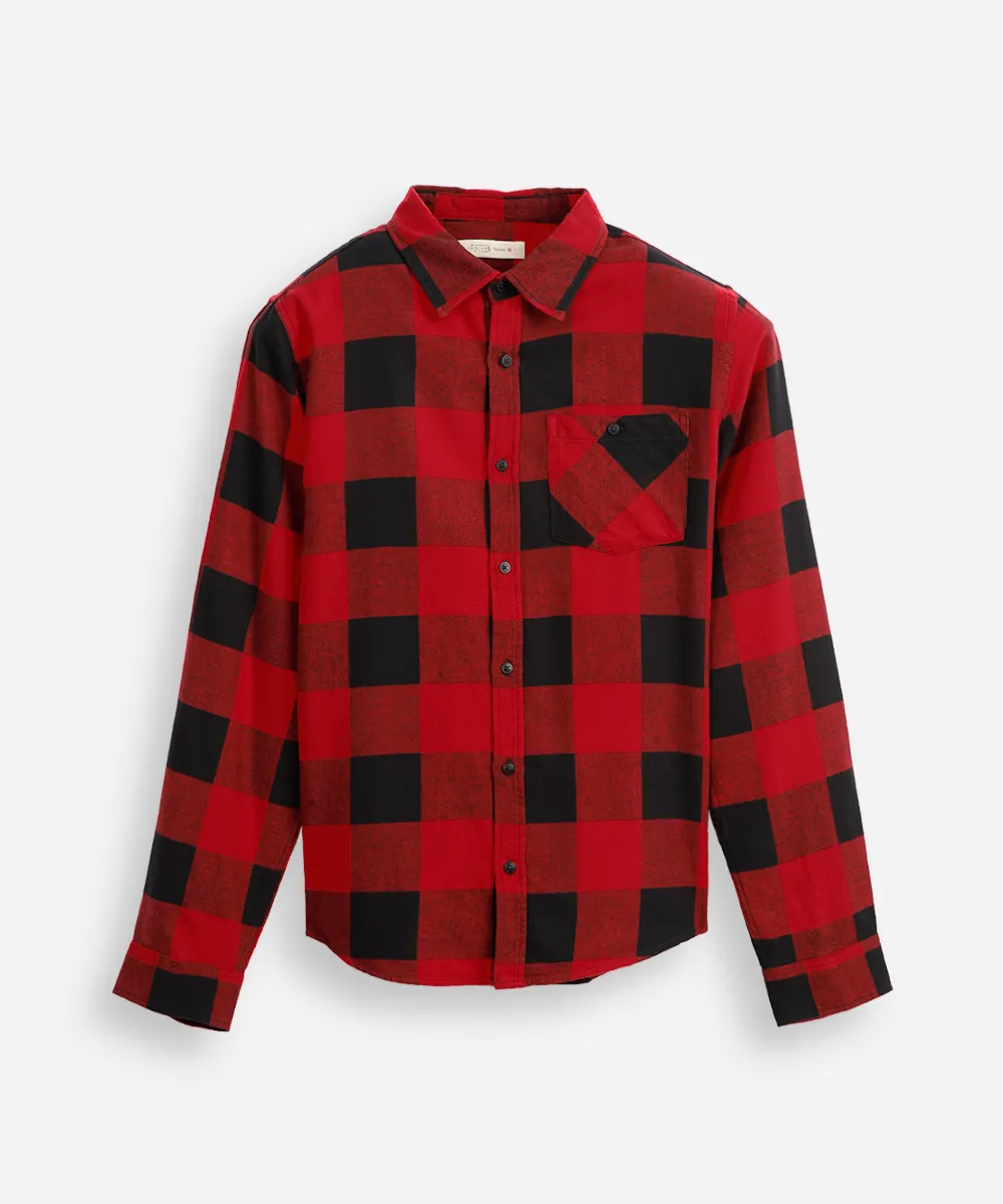 camisa xadrez juvenil manga longa flanelada - vermelha
