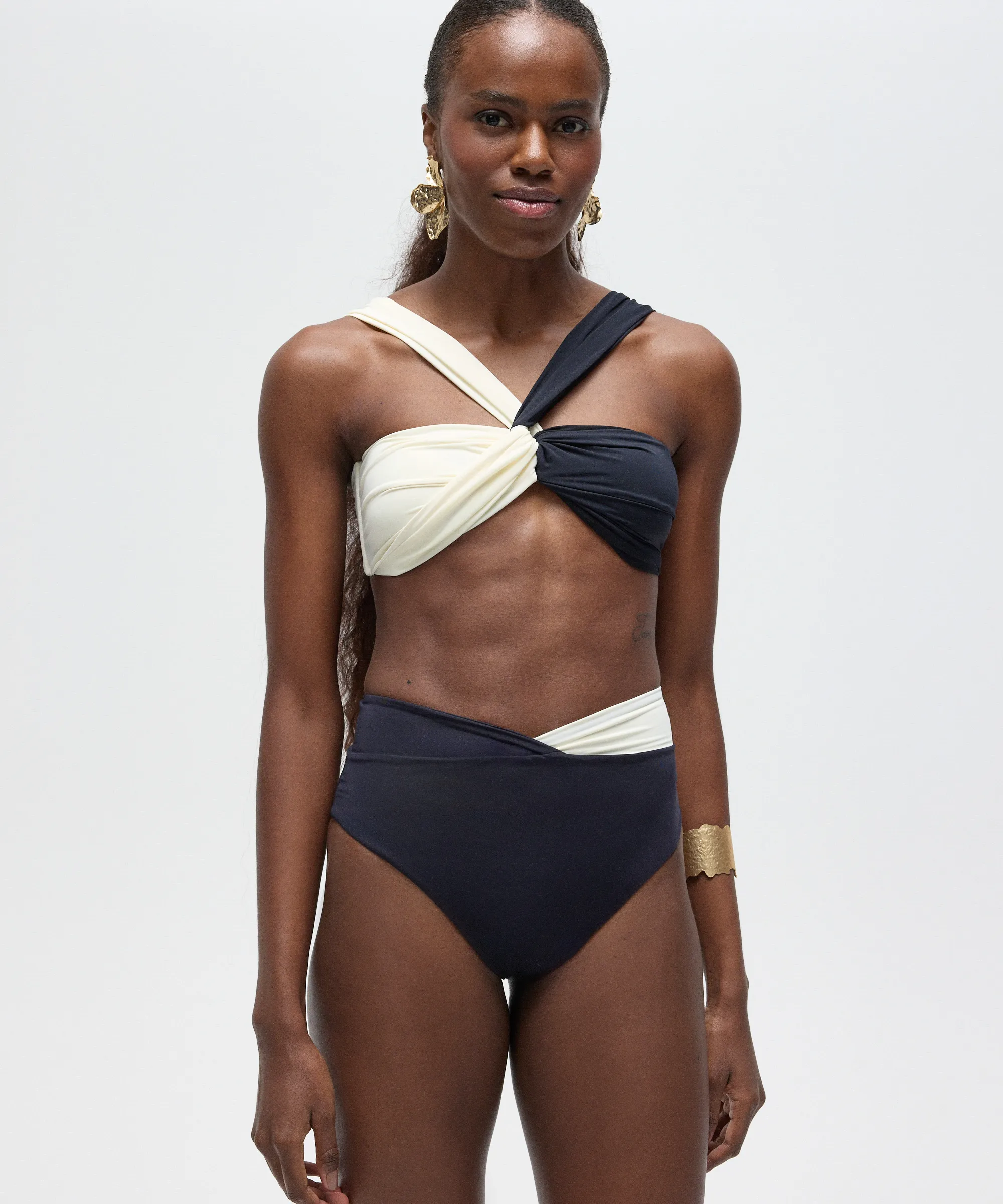 biquíni calcinha hot pant bicolor patbo preto