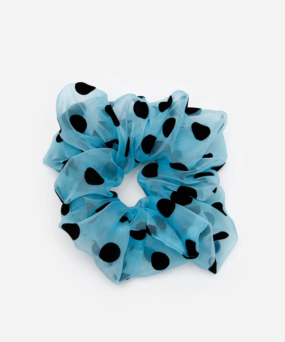 scrunchie poá texturizado azul