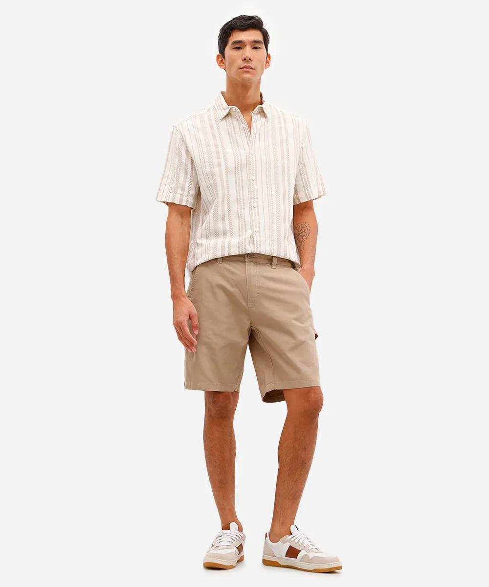 bermuda reta masculina de sarja bege