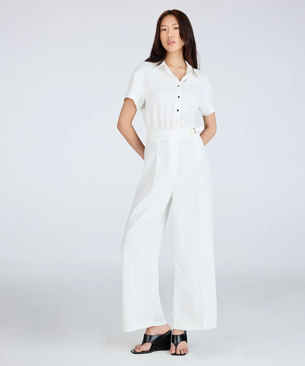 macacão longo feminino de alfaiataria com fivela off white