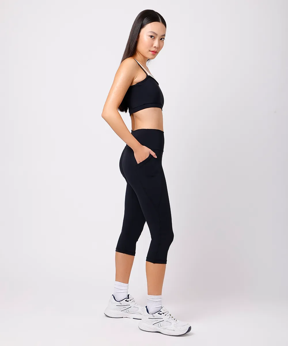 calça capri feminina de poliamida mindset sport preta