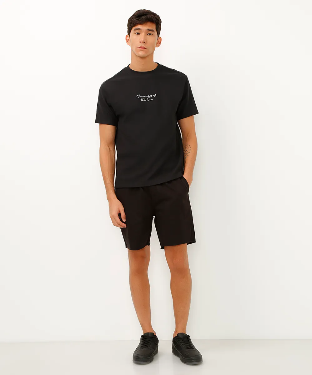 bermuda de sarja jogger com bolsos preta