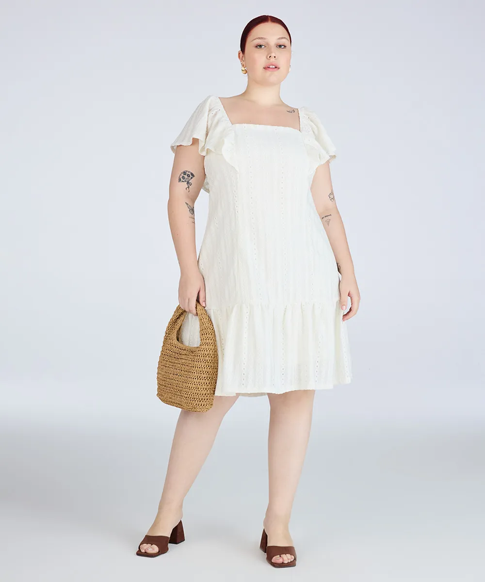 vestido curto de laise plus size off white